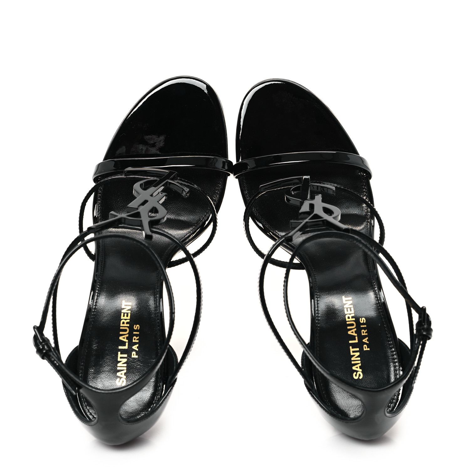 cassandra sandals with black logo in patent leather