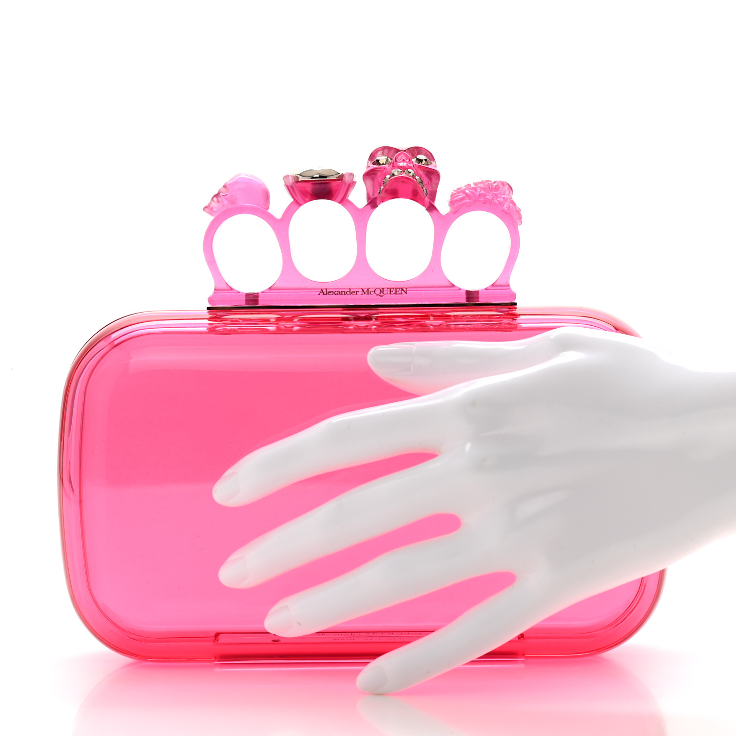 【送料&関税込】Alexander McQueen four Ring Pink Clutch With Alexander McQueen Pink Skull Four Ring Clutch Alexander McQueen