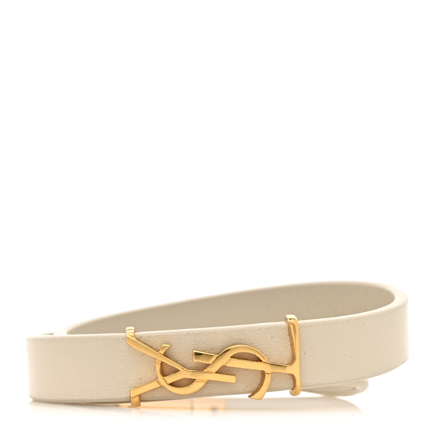 SAINT LAURENT Calfskin Opyum Double Wrap Bracelet Crema Soft
