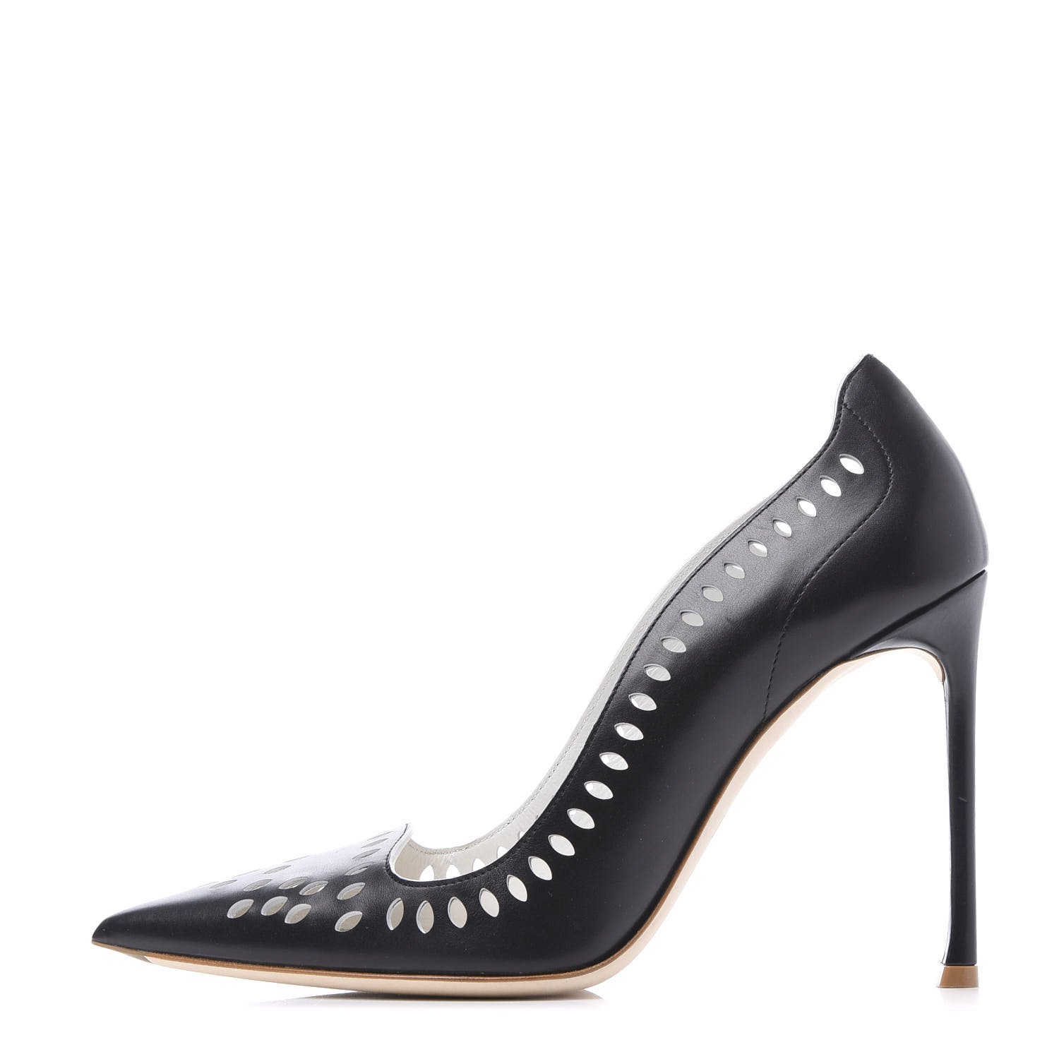 CHRISTIAN DIOR Perforated Calfskin Verso Pumps 39.5 Black