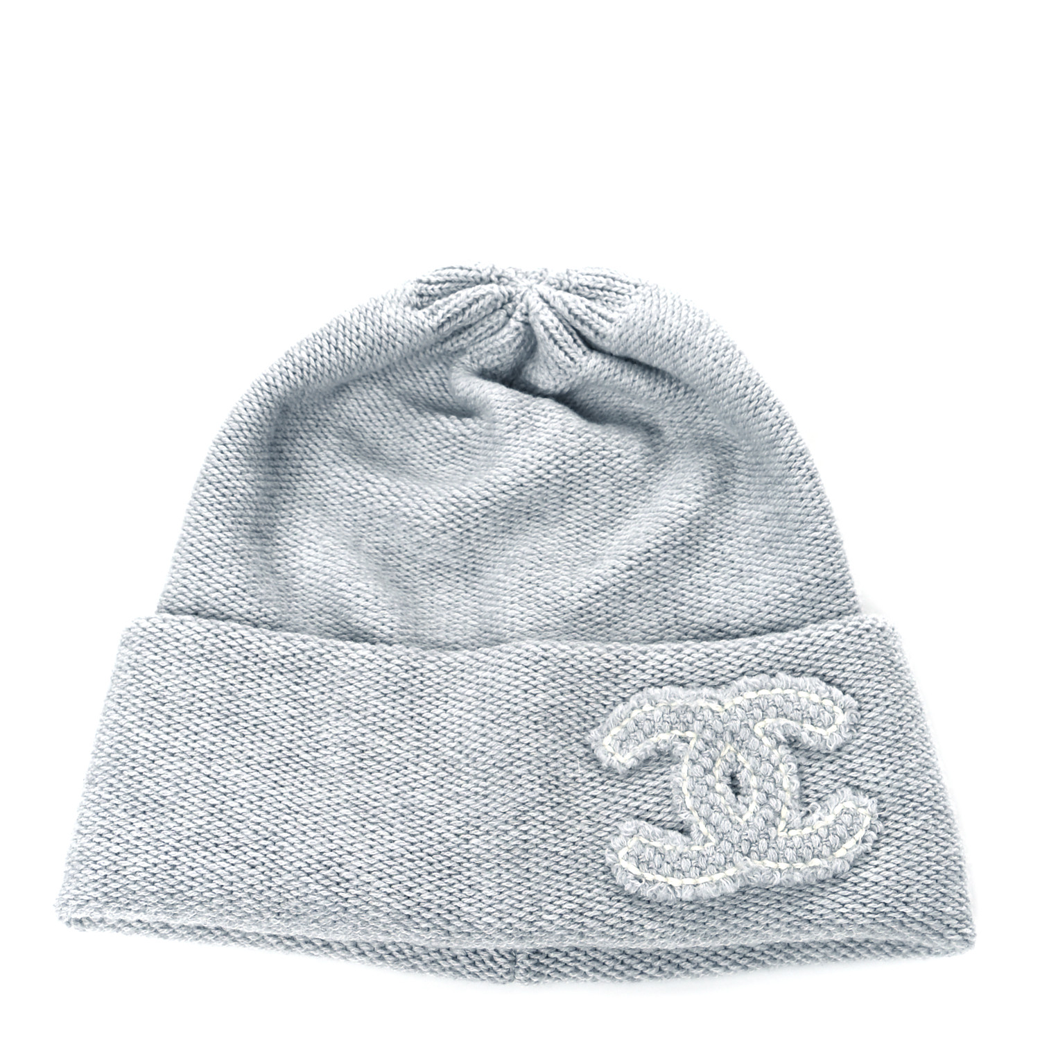 CHANEL Cashmere CC Beanie Hat Grey 1086726