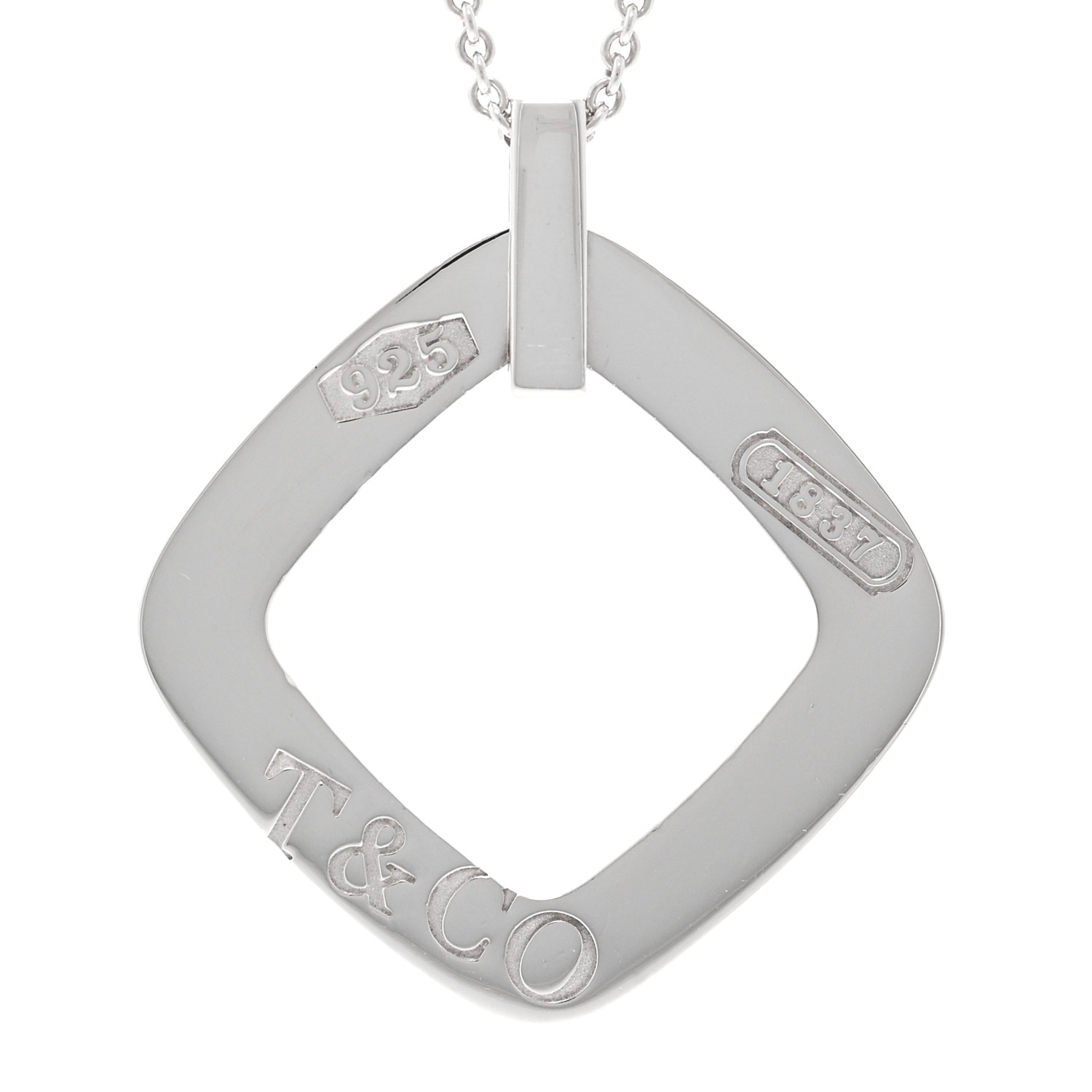 Rare Tiffany Co. 1837 Large Square Silver Necklace Sv925
