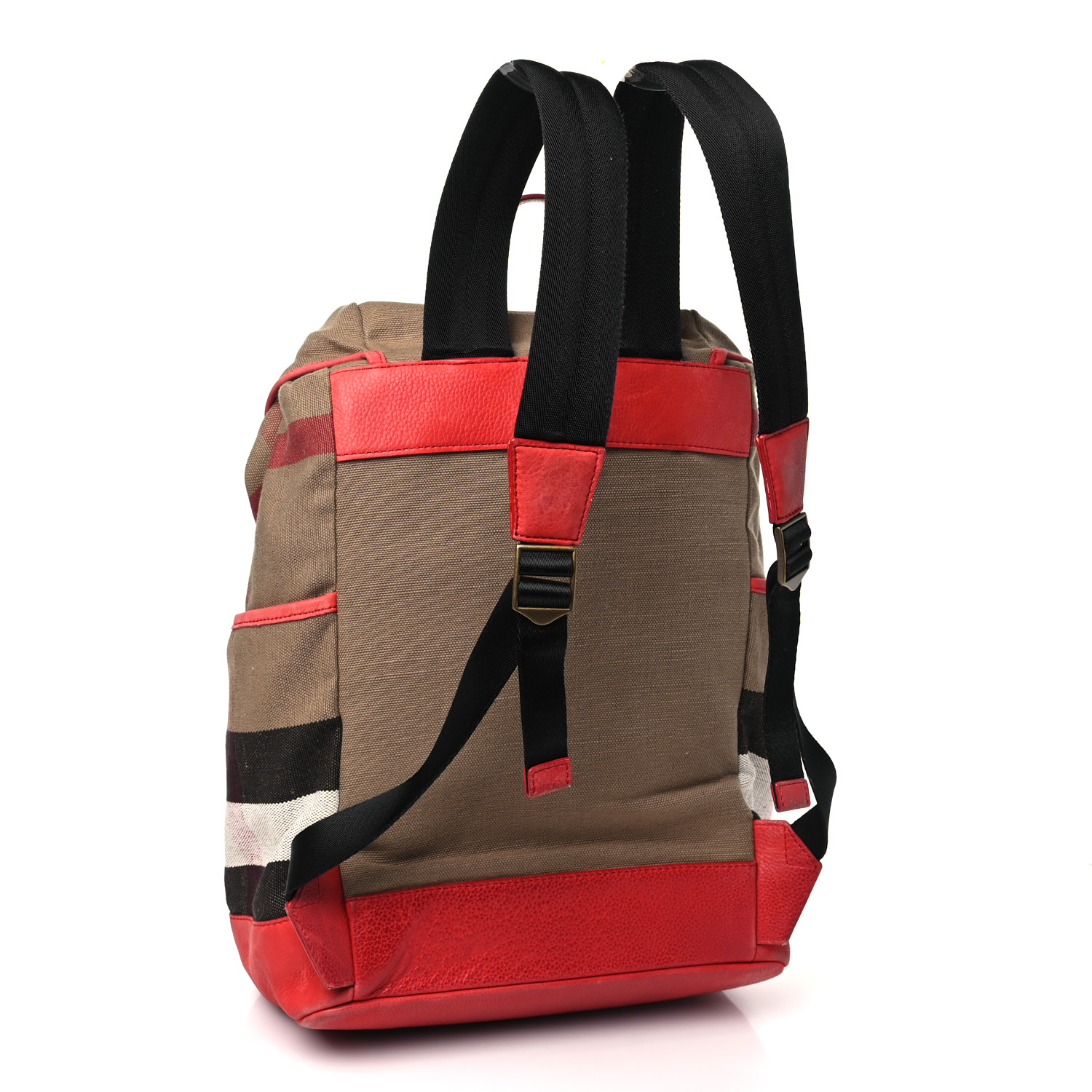 BURBERRY Canvas Mega Check Drifton Backpack Red 3