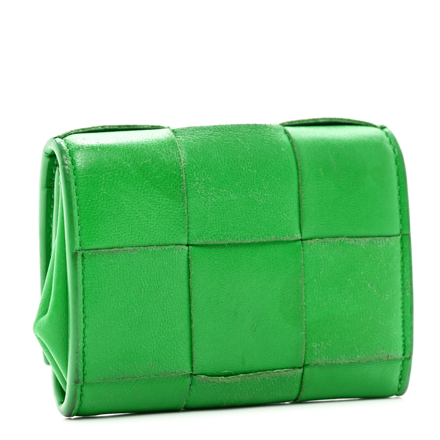 【SPELTA】 OLGA INTRECCIO WEAVE IN GREEN NAPPA BOTTEGA VENETA Nappa Maxi Intrecciato Compact Wallet Grass