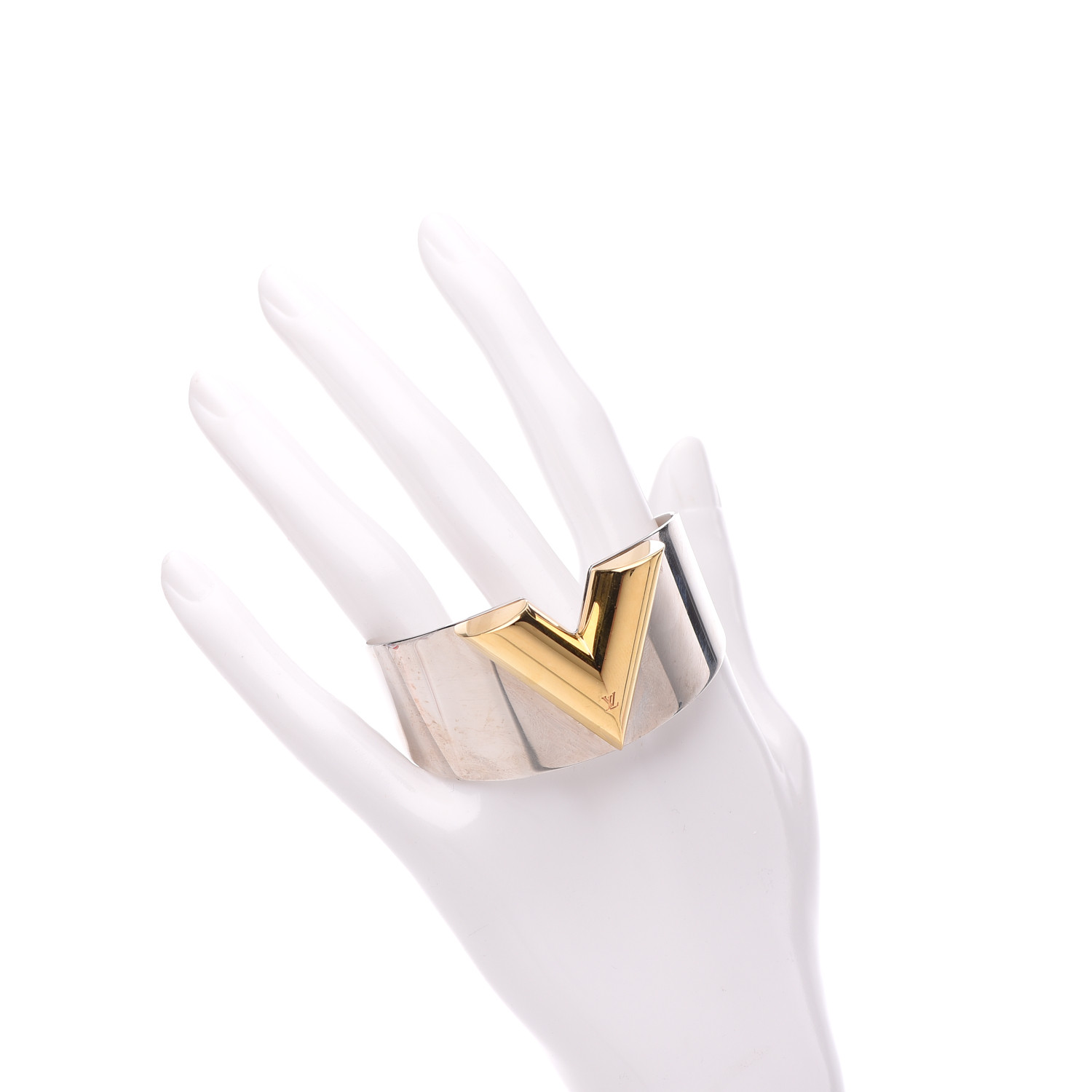 LOUIS VUITTON Metal Essential V Cuff Silver 796676