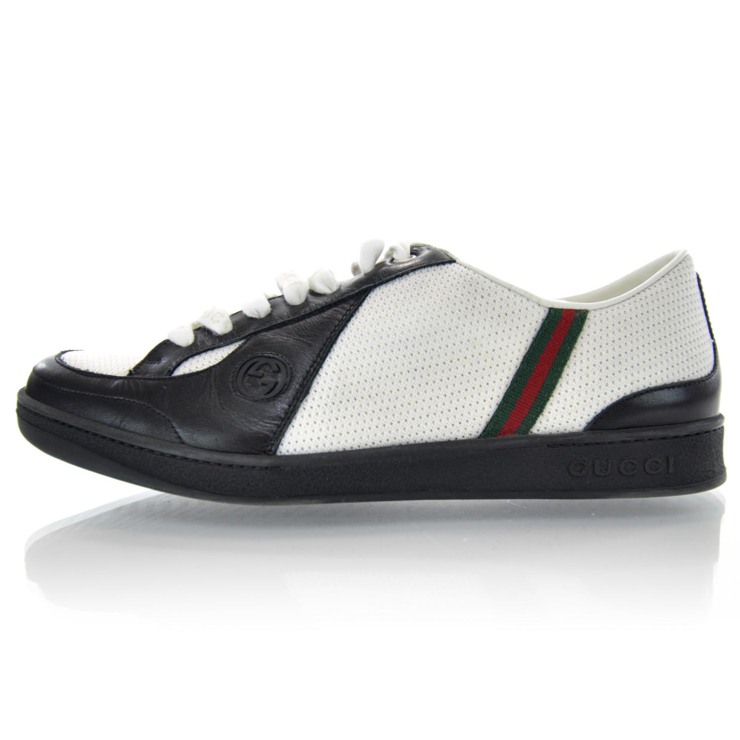 GUCCI Mens Leather Tech Fabric Sneakers 7.5 32703 | FASHIONPHILE