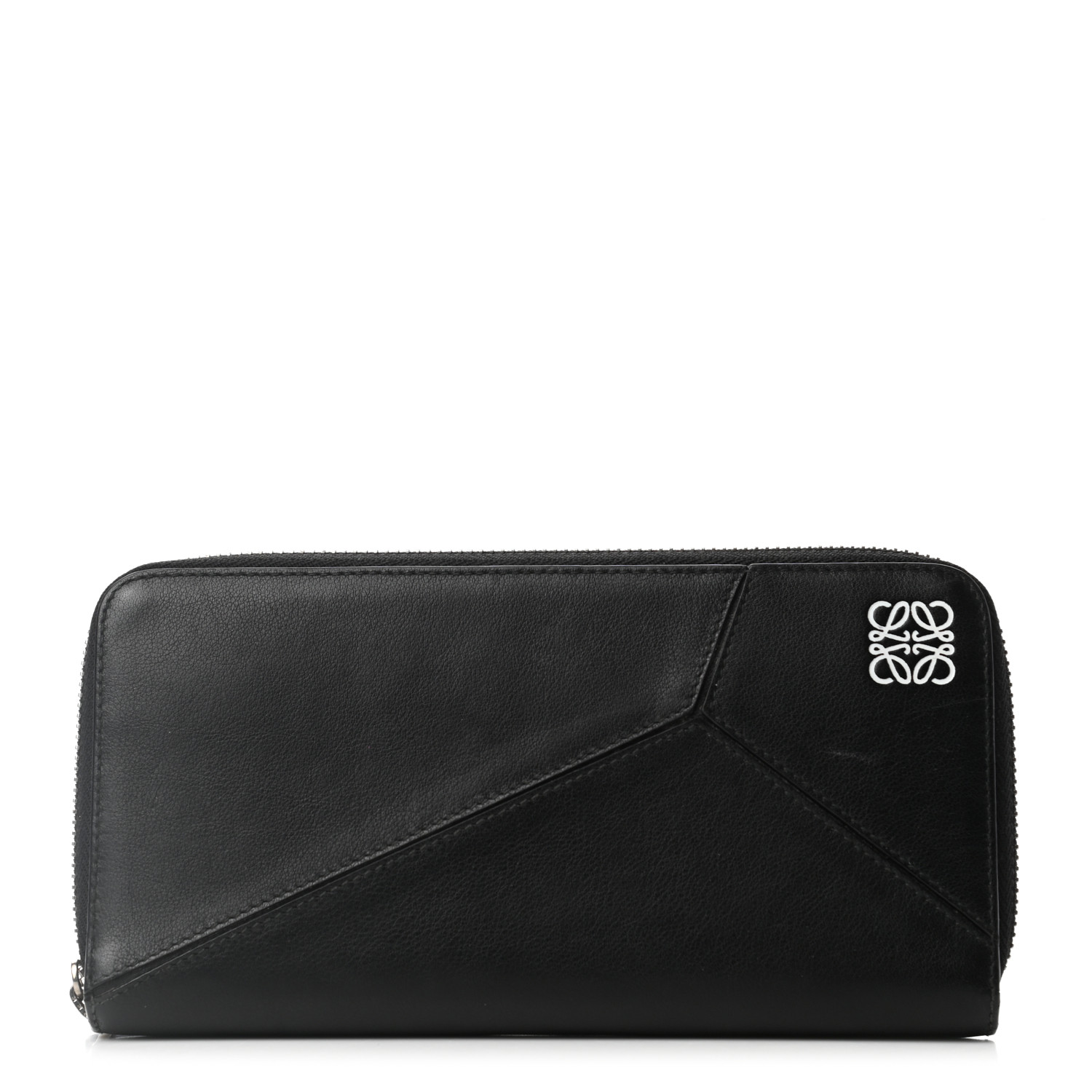 LOEWE Calfskin Medium Puzzle Zip Around Wallet Black 946767