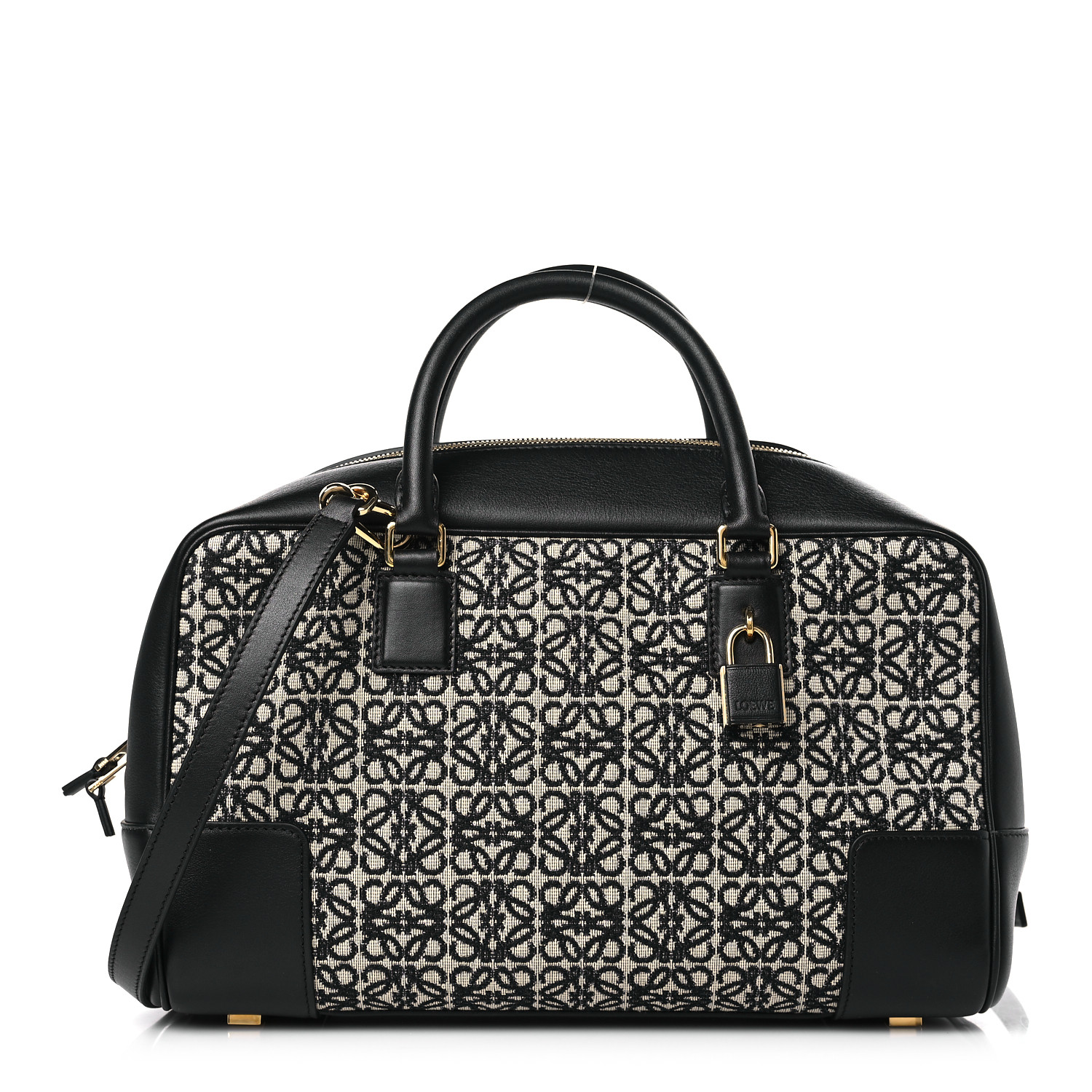 LOEWE Jacquard Anagram Calfskin Amazona 28 Black Navy