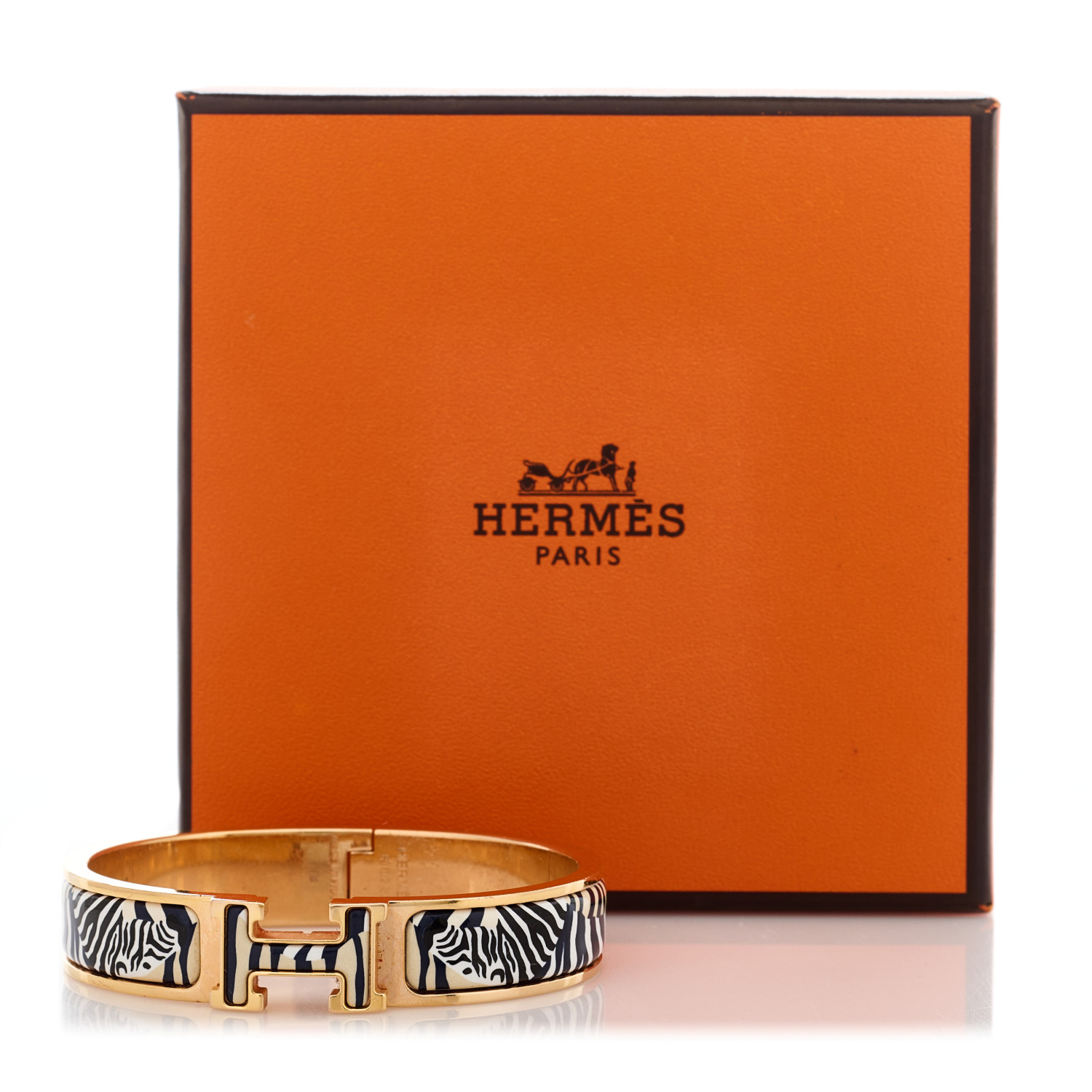 HERMES Enamel Narrow Print Zebres De Tanzania Clic Clac H