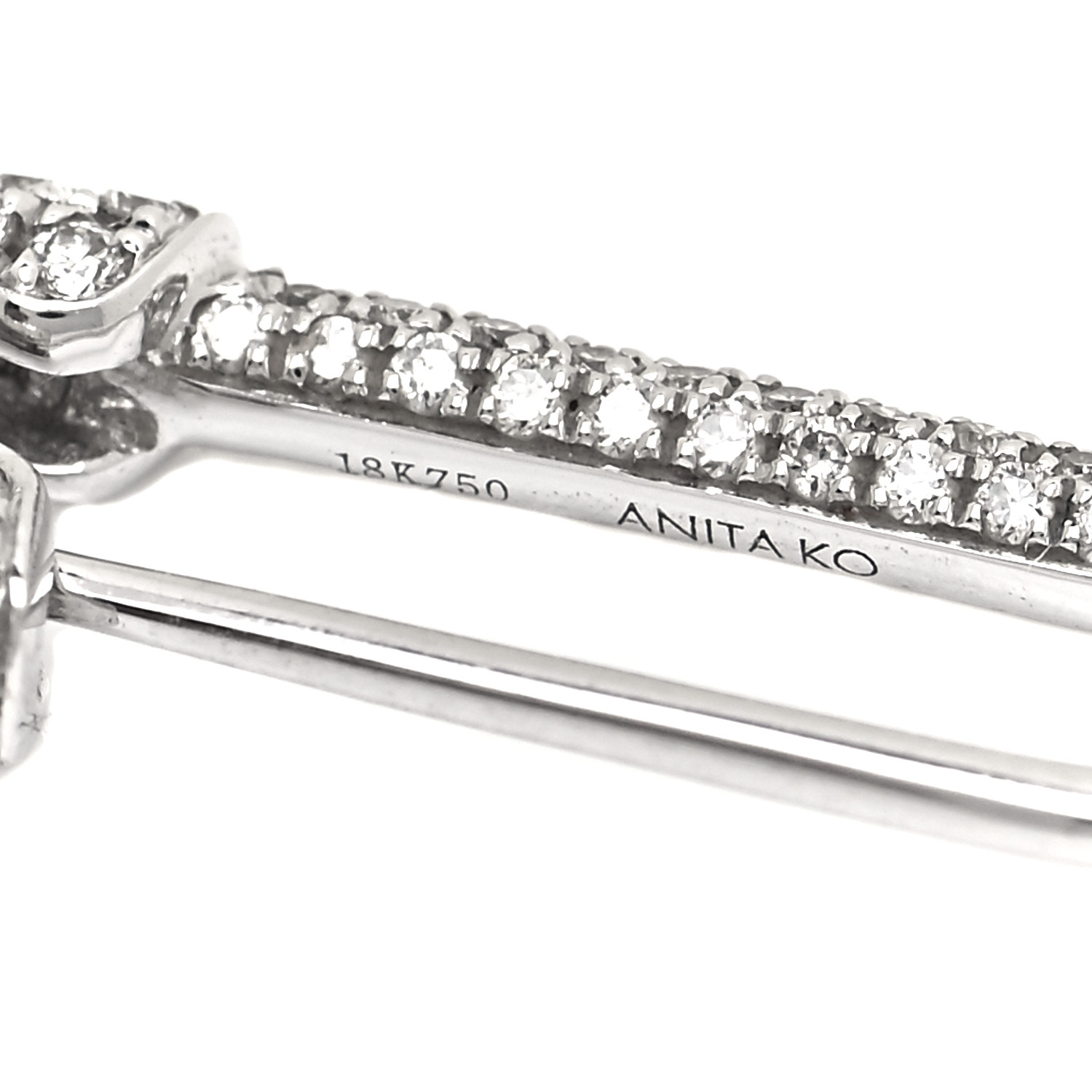 ANITA KO 18K White Gold Diamond Mini Safety Pin Earring