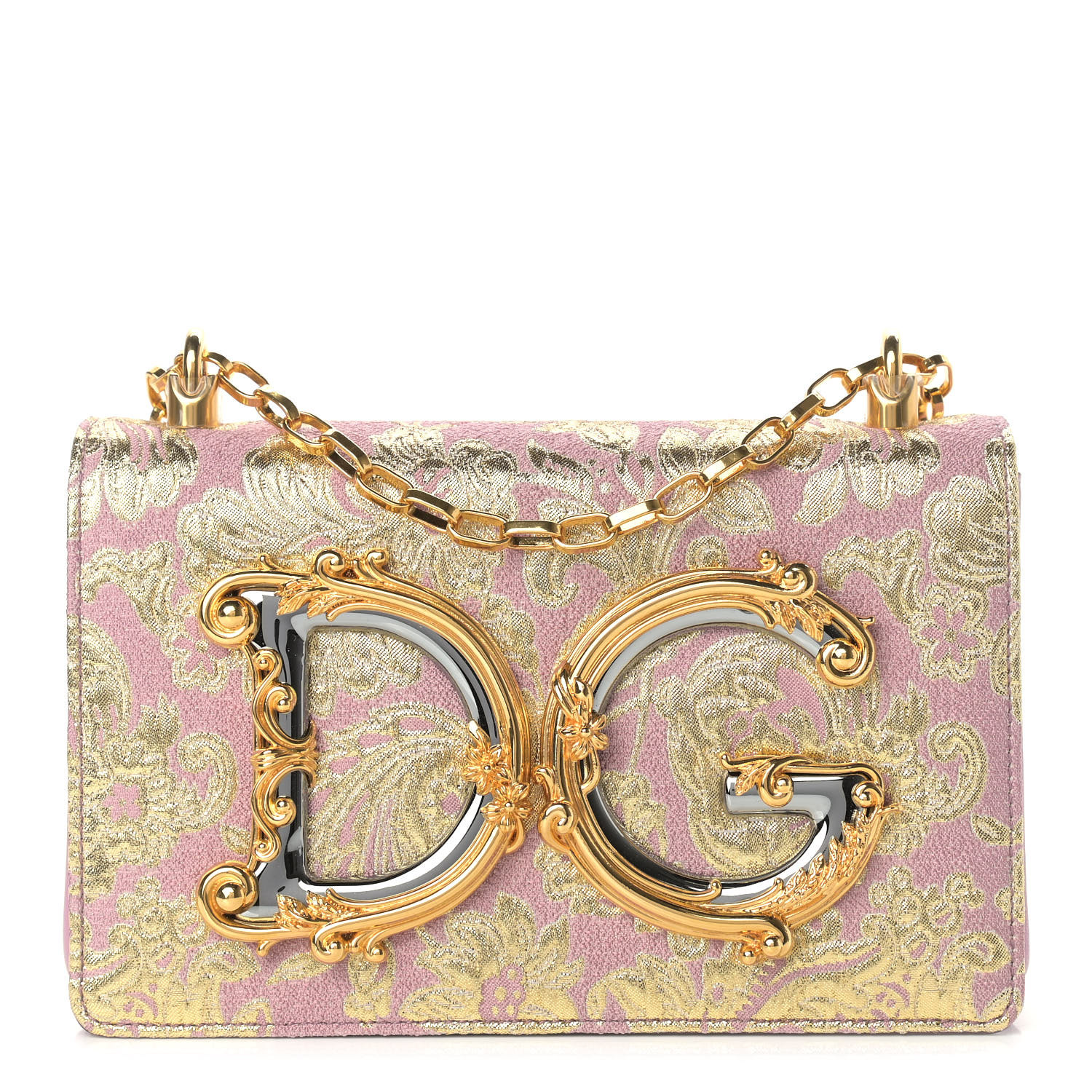 DOLCE & GABBANA Brocade DG Girls Shoulder Bag Light Pink