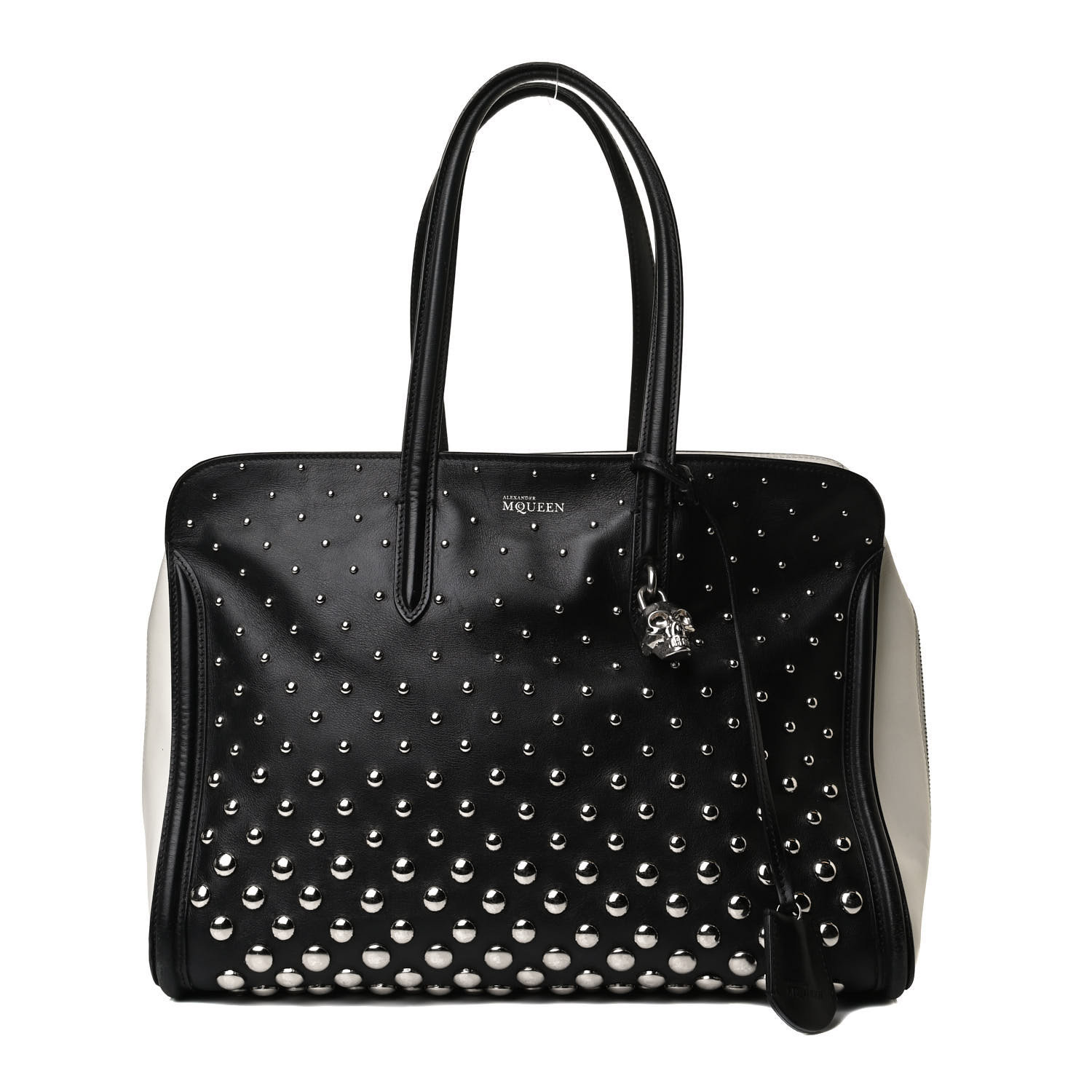 ALEXANDER MCQUEEN Calfskin Large Studded Padlock Zip Around