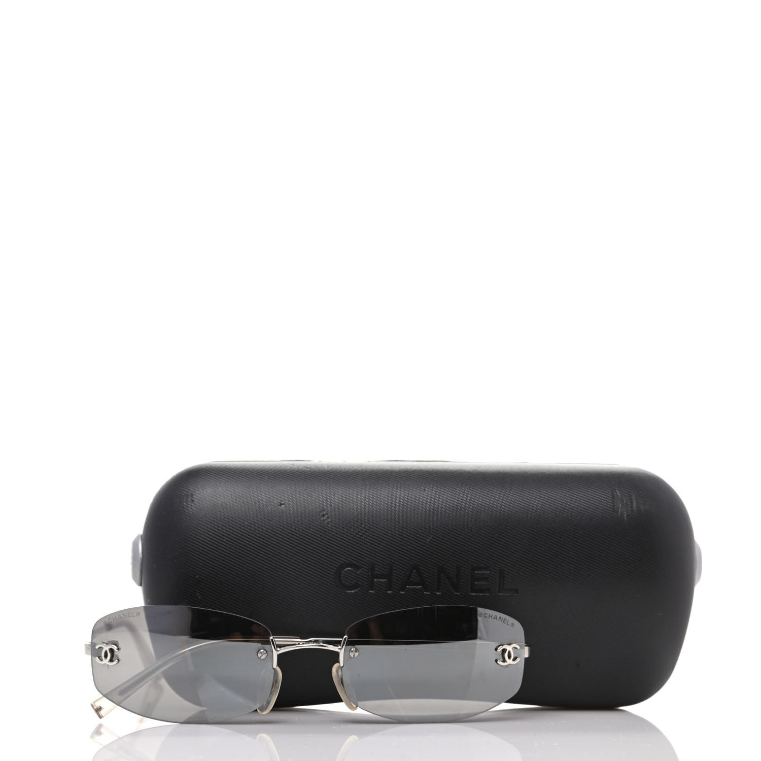 CHANEL Vintage sunglasses リムレス 4002 パープル CHANEL Purple Lens Silver Rimless Frame CC Logo Sunglasses