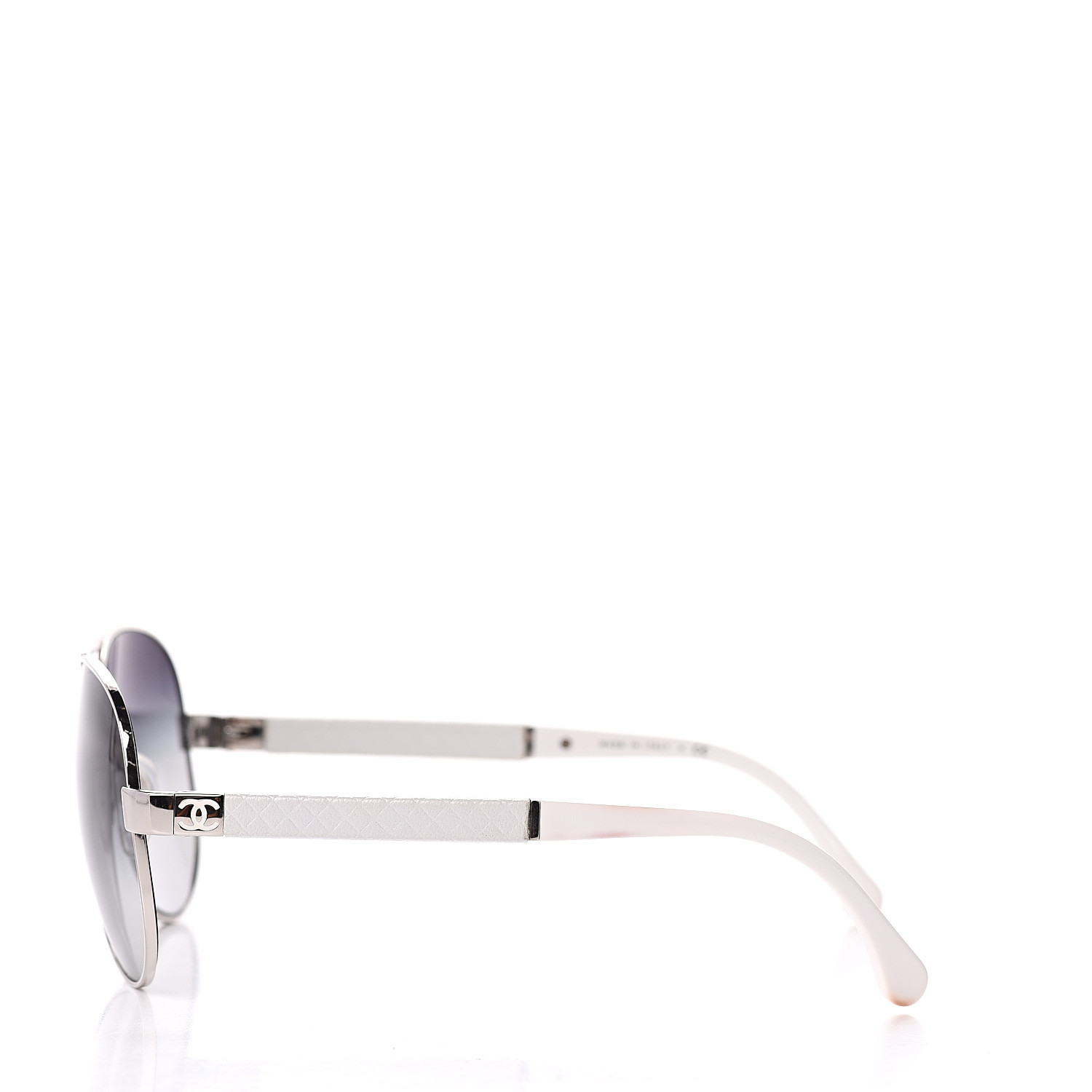 CHANEL Lambskin Aviator Chain Sunglasses 4194-Q Silver