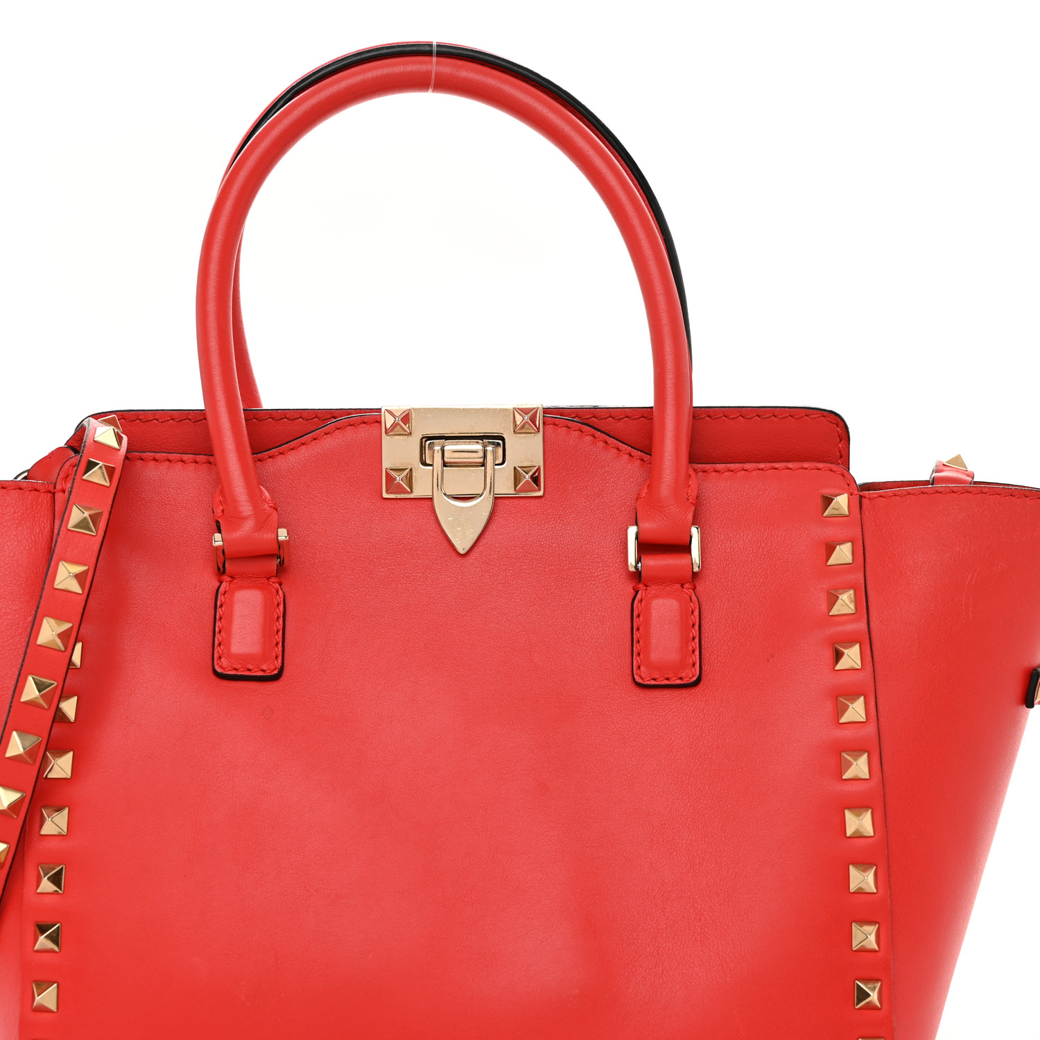 VALENTINO GARAVANI Vitello Small Rockstud Double Handle Tote