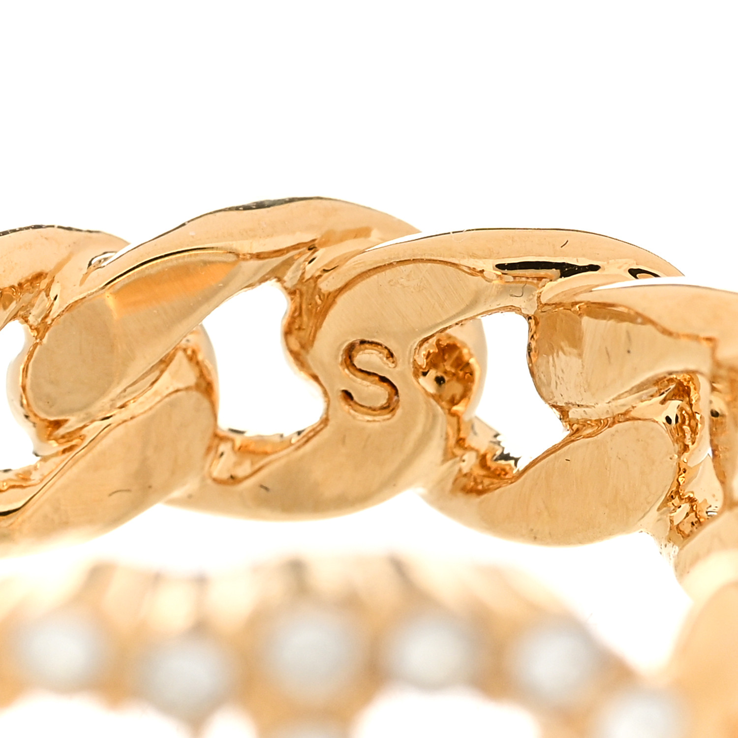CHRISTIAN DIOR Metal Crystal CD Ring 50 5.25 Gold 1436534