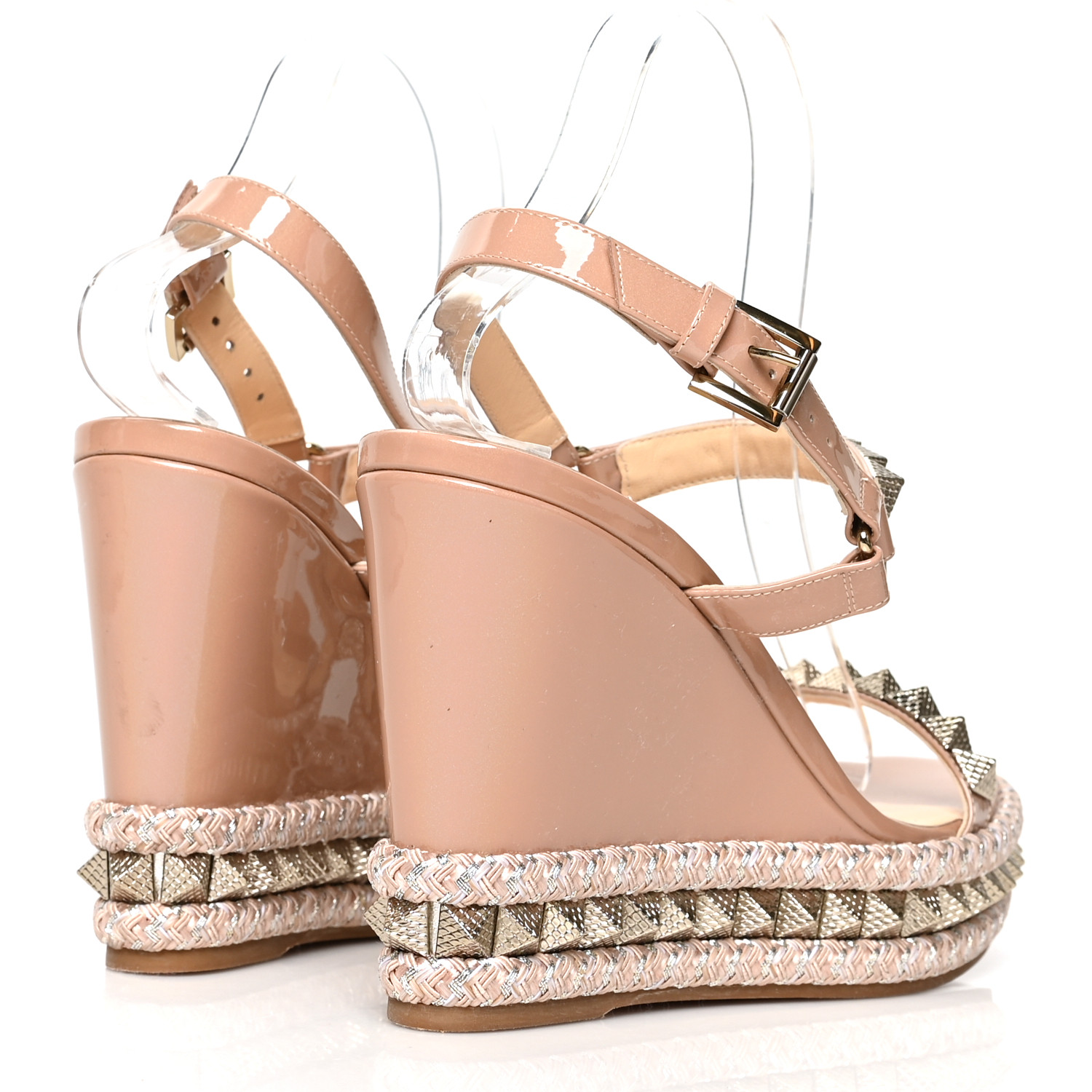 CHRISTIAN LOUBOUTIN Patent Pyraclou 110 Wedge Sandals 40