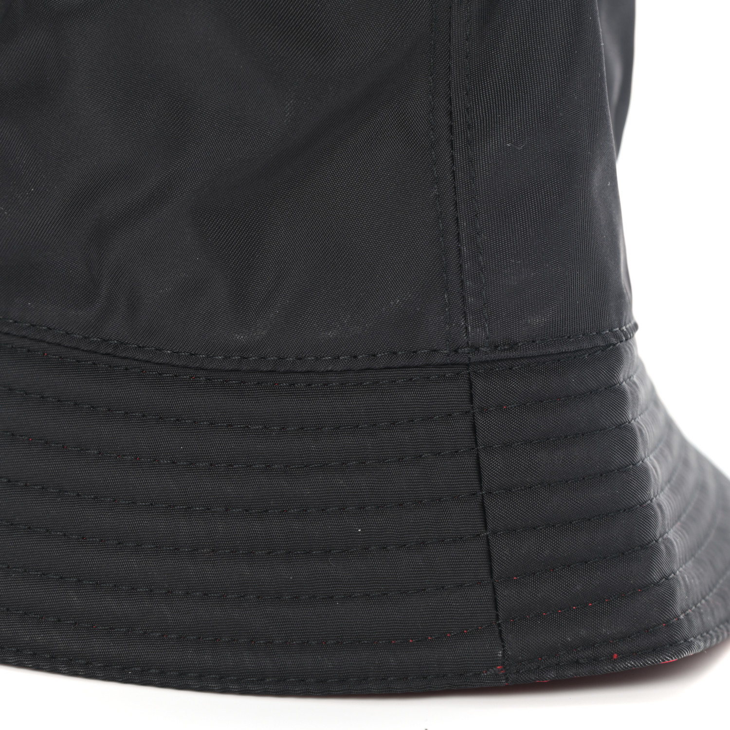 PRADA Nylon Bucket Hat S Black Rosso 1107780 | FASHIONPHILE