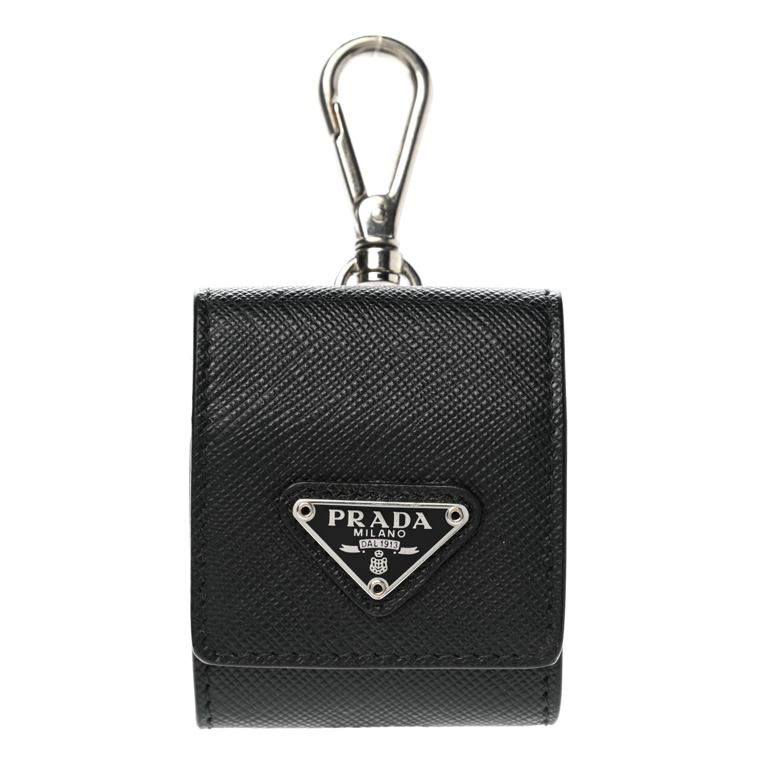 PRADA Saffiano Metal Airpods Case Black 1111904 | FASHIONPHILE