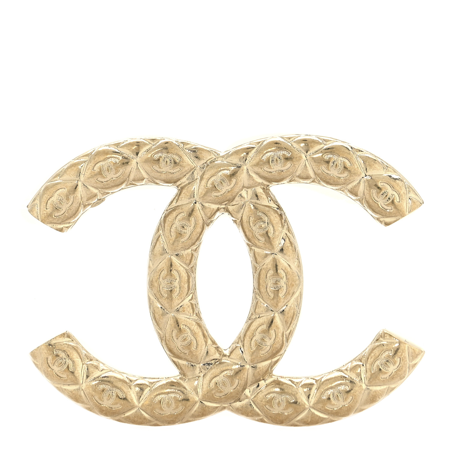 シャネル　186 CHANEL Metal CC Diamond Quilted Brooch Light Gold 1700156