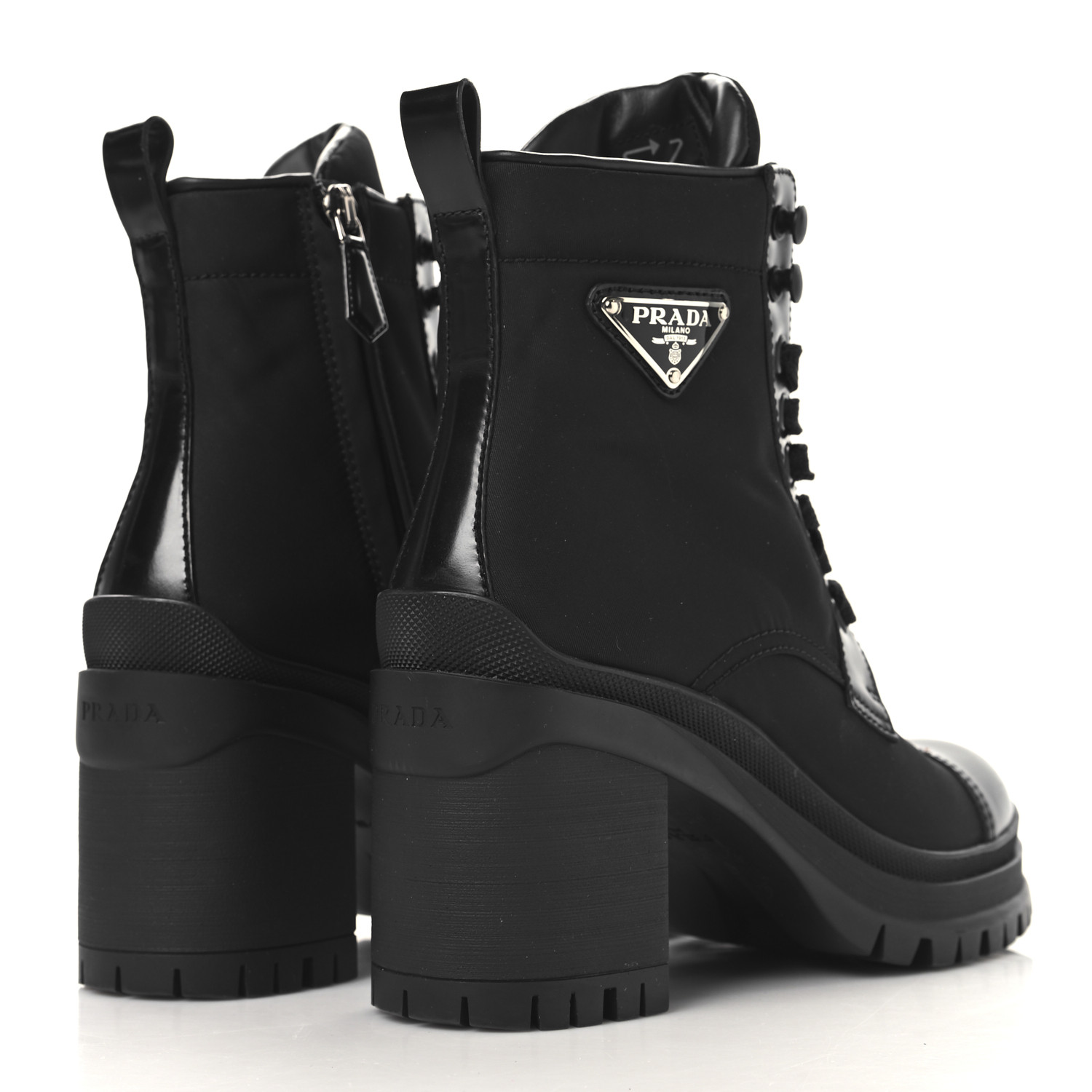 靴 prada enamel leather boots poinnteddo Authentic PRADA Patent Booties Short Boots Zip-up Enamel