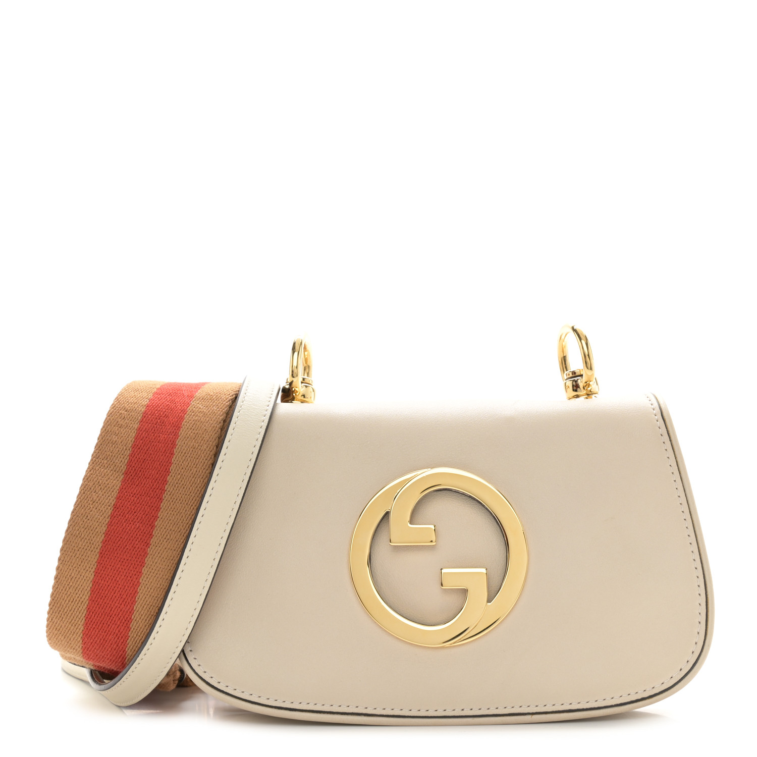 GUCCI Roxy Calfskin Web Mini Blondie Shoulder Bag White