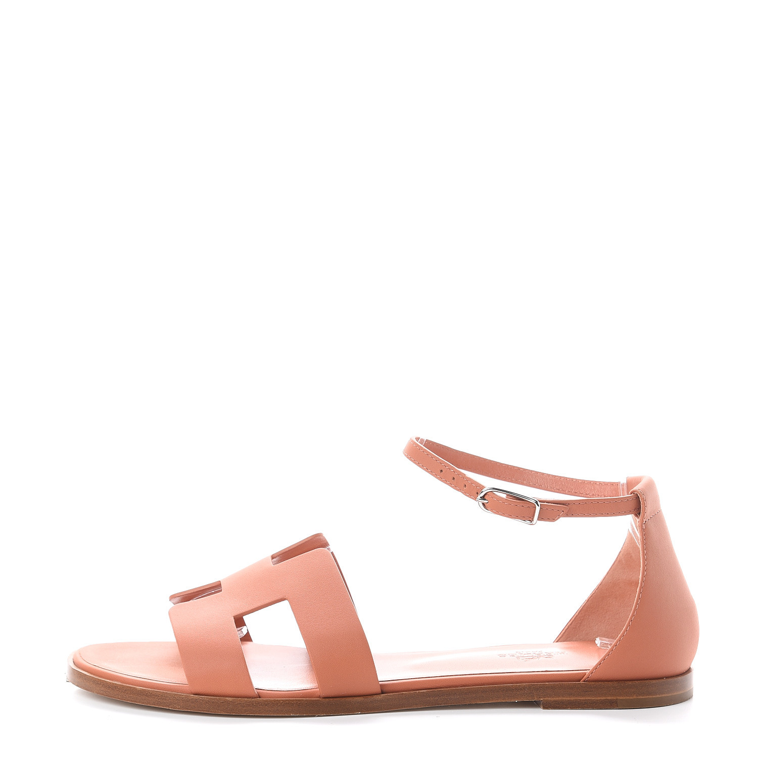 HERMES Calfskin Santorini Sandals 39 Rose Bubinga 559331