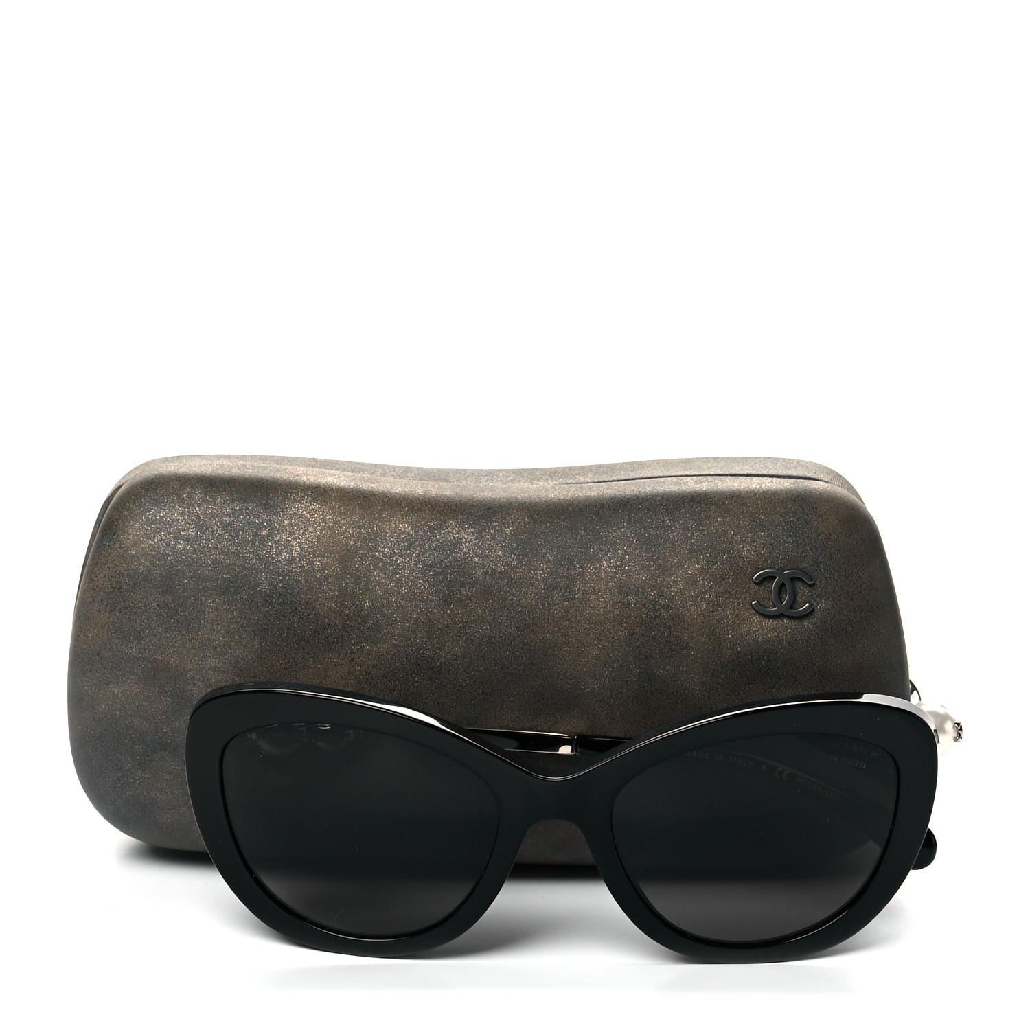 CHANEL Cat Eye Pearl Sunglasses 5340-H Black 1070632