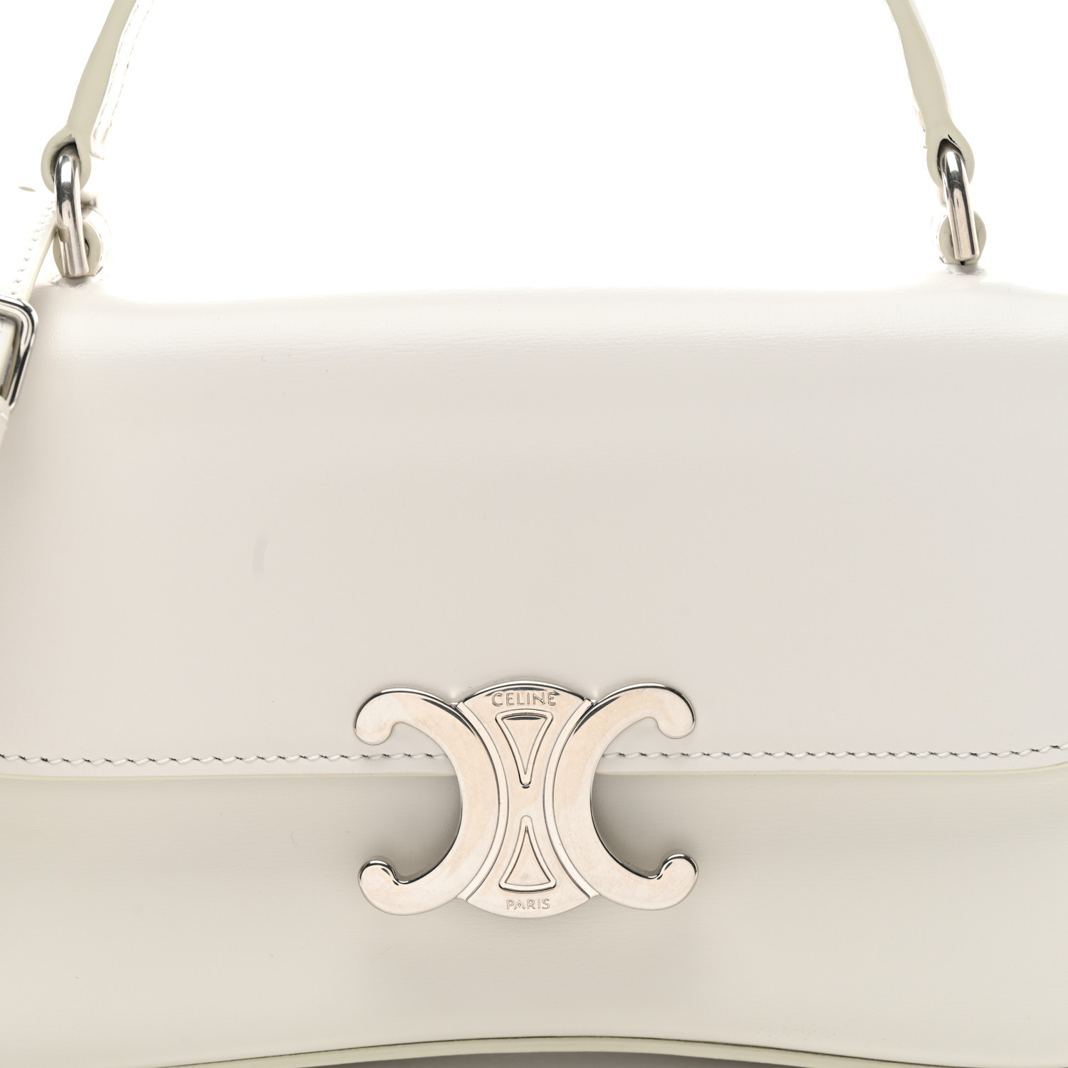 Celine ホワイト ハンドバッグ CELINE Shiny Calfskin Teen Lola Bag White 1701333 | FASHIONPHILE