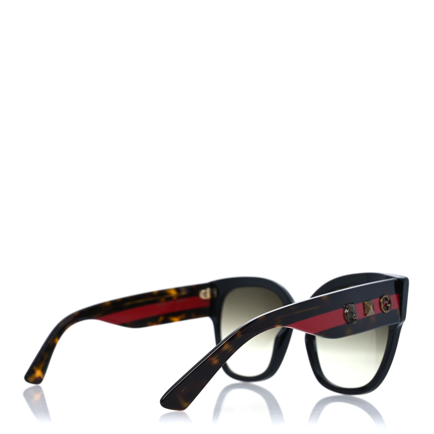 GUCCI Acetate Square Frame Web Sunglasses GG0059S Black