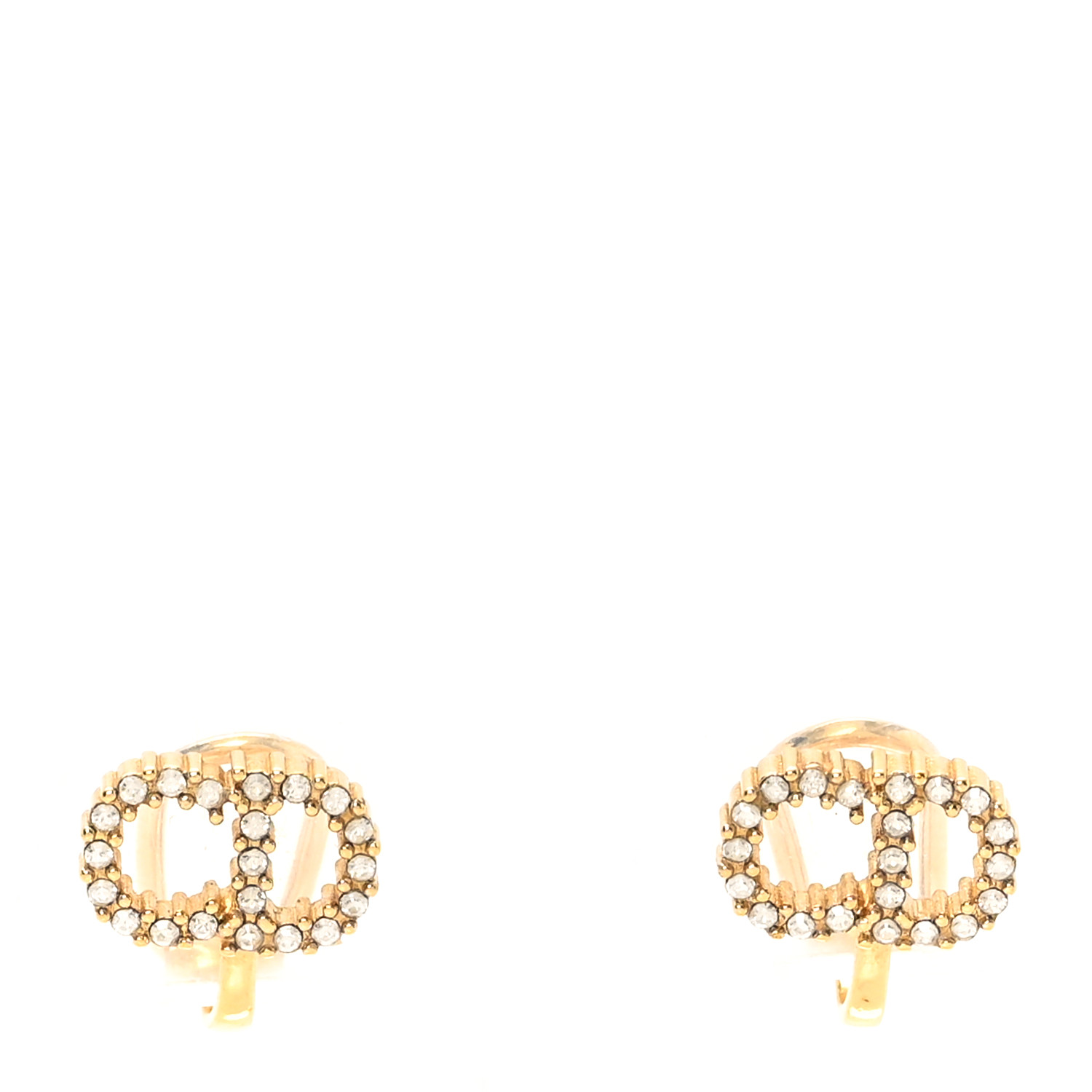 CHRISTIAN DIOR Crystal Clair D Lune Clip On Earrings Gold