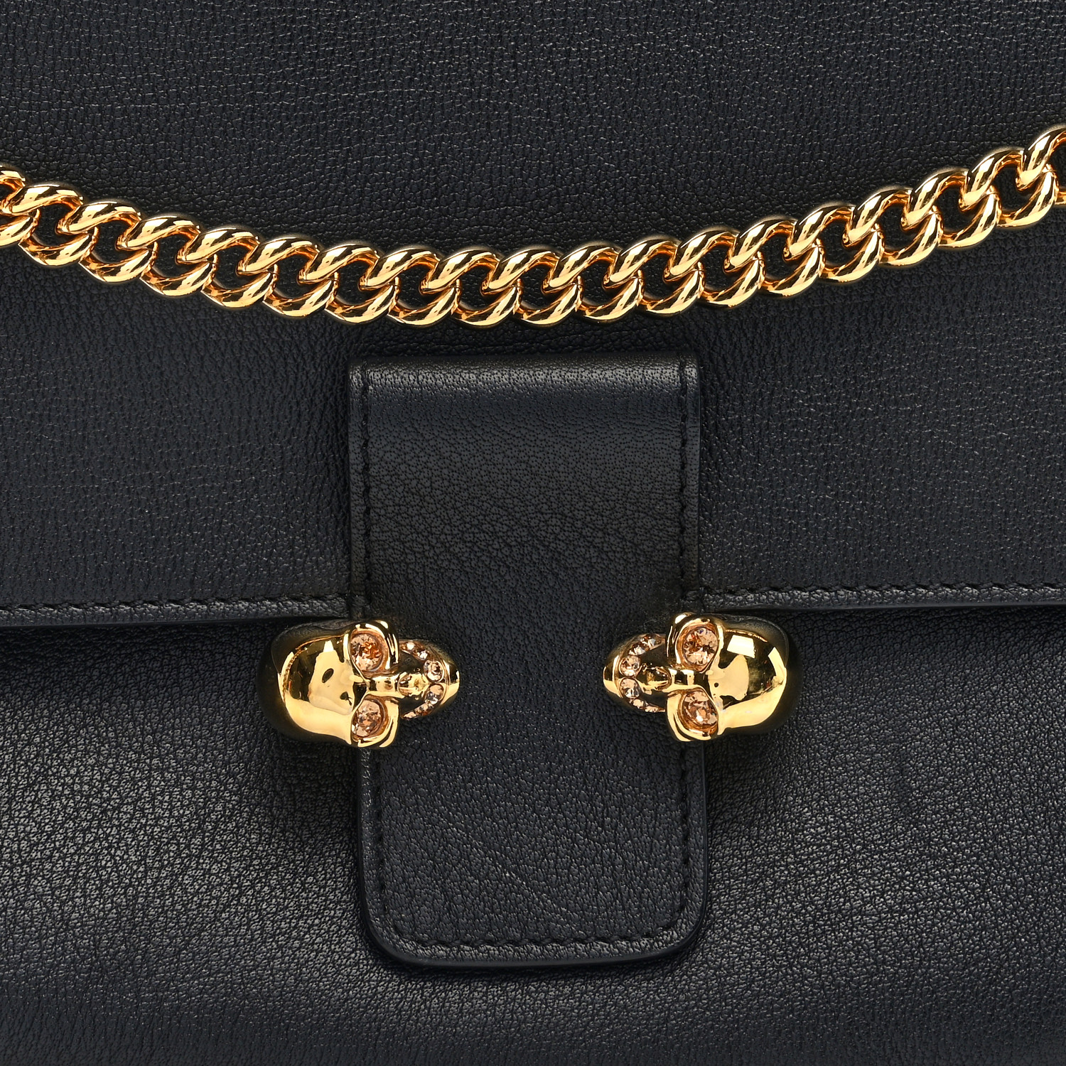 ALEXANDER MCQUEEN Calfskin Small Twin Skull Chain Crossbody