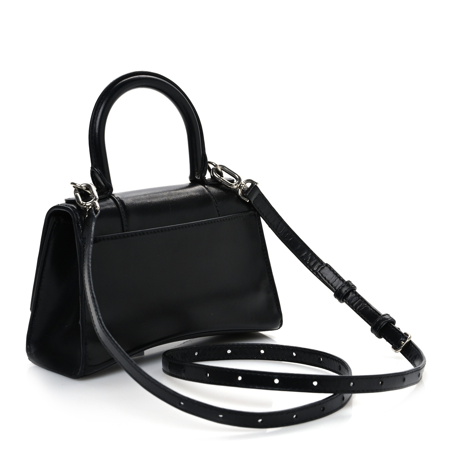 BALENCIAGA Box Calfskin Graffiti Logo Hourglass Top Handle