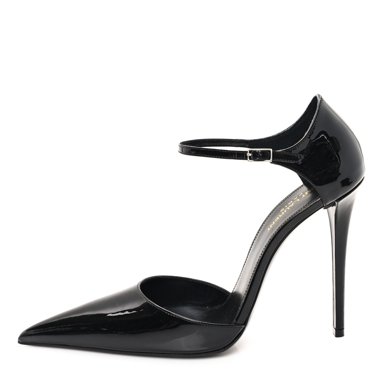 SAINT LAURENT Patent Avenue 110 Ankle Strap Pointed Pumps 41