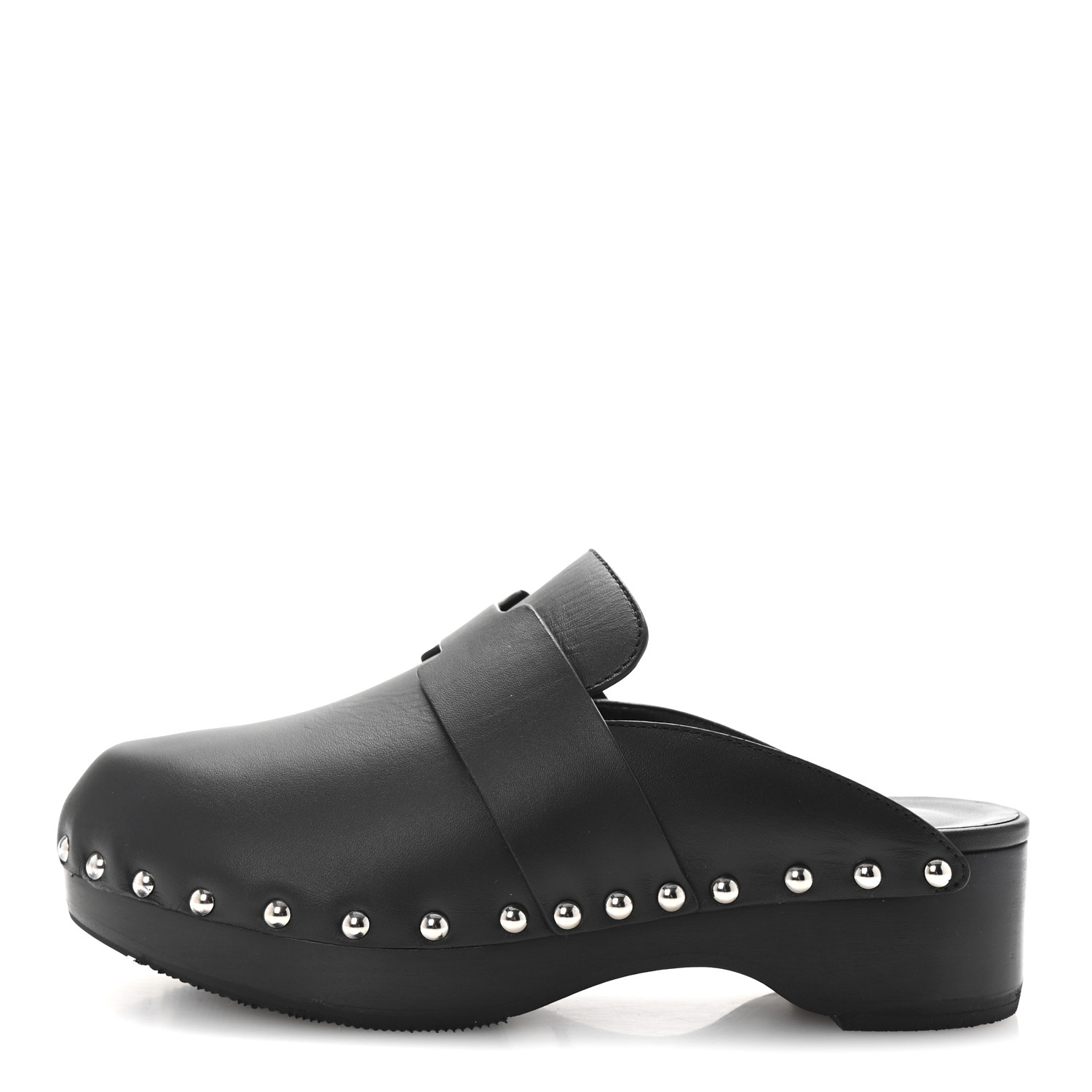 HERMES Calfskin Calya Mules 35 Black 1698828 | FASHIONPHILE