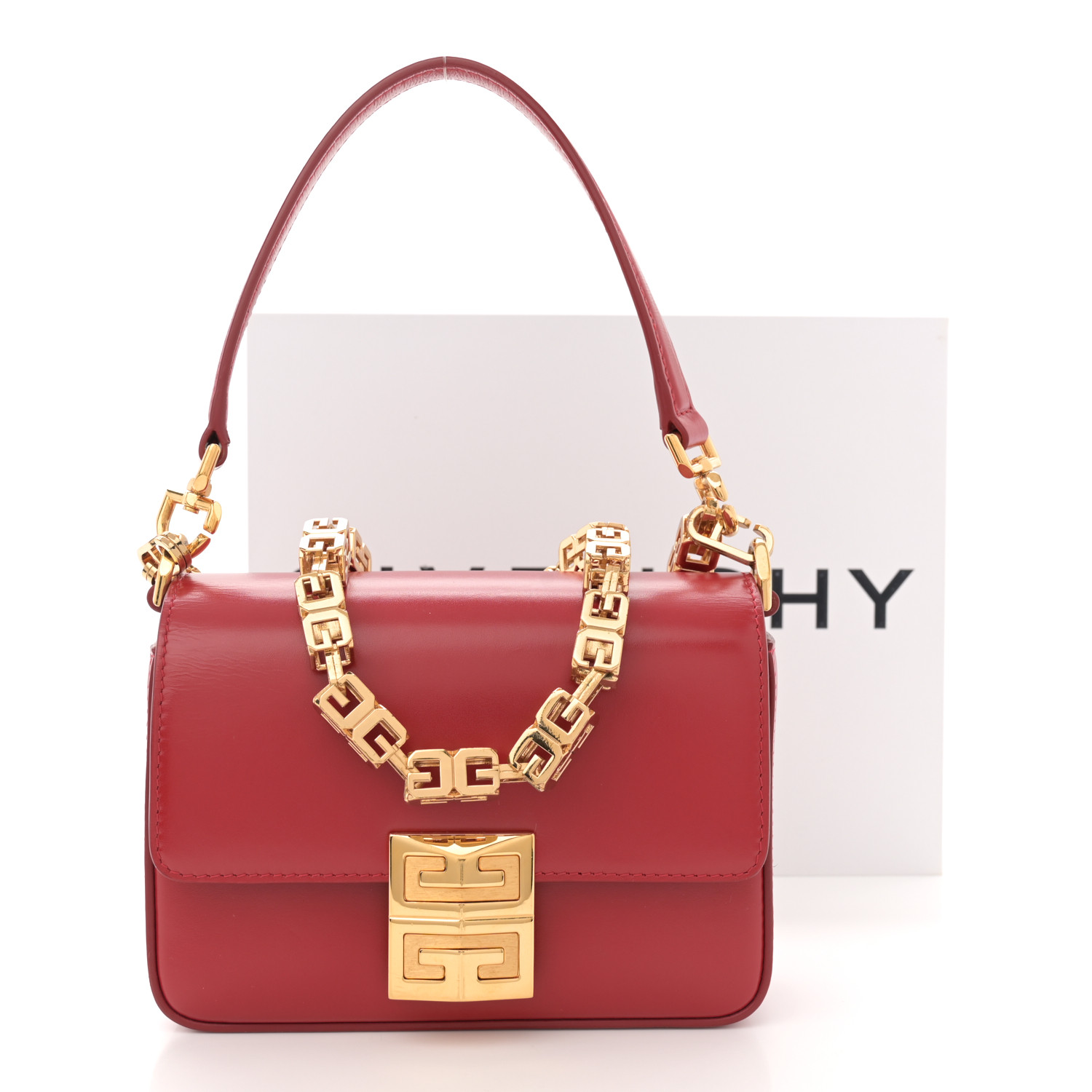 【21877】GIVENCHY ジバンシー ボストンバッグ レッド × ゴールド 21877】GIVENCHY ジバンシー ボストンバッグ レッド × ゴールド