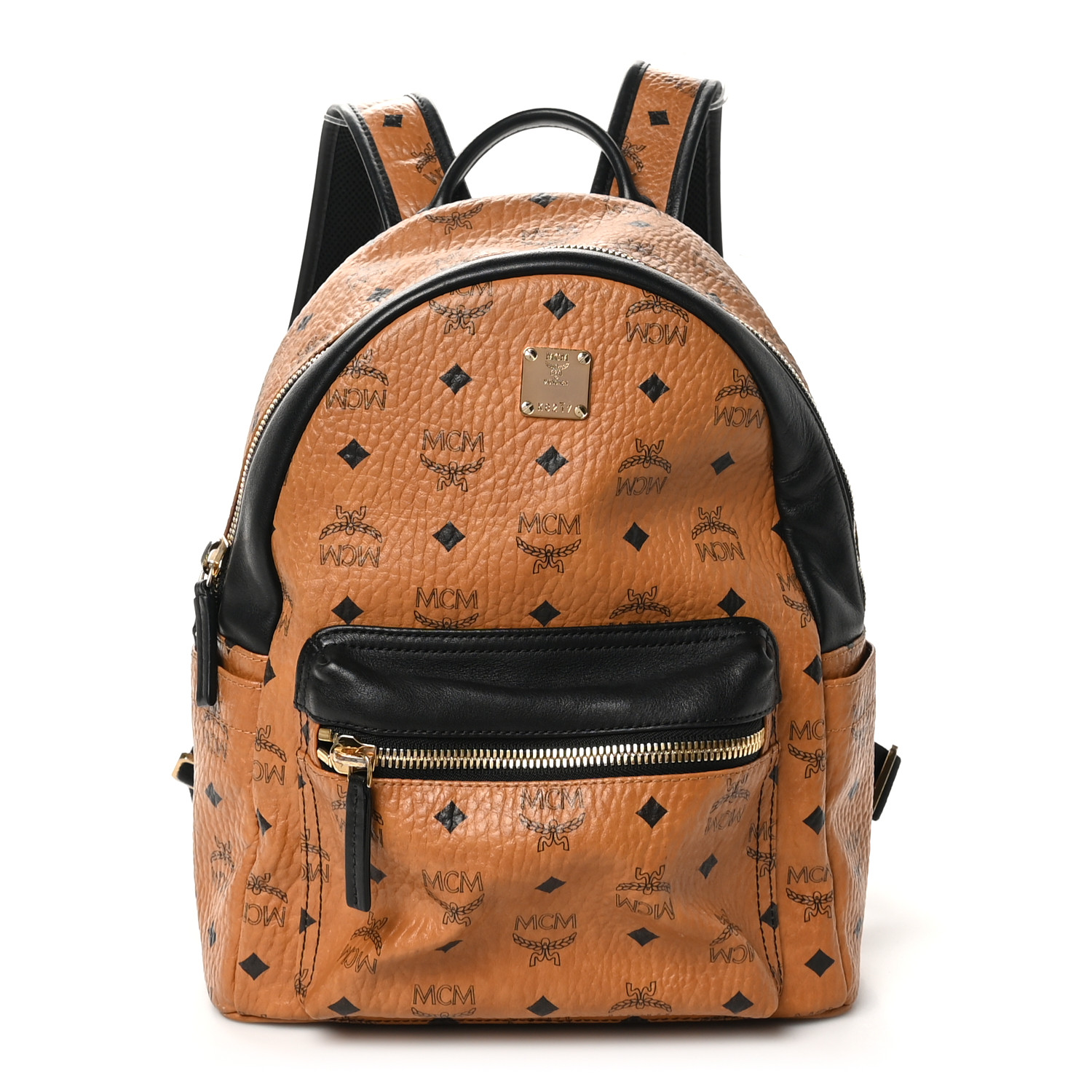 MCM Visetos Small Stark Backpack Cognac Black 1689321