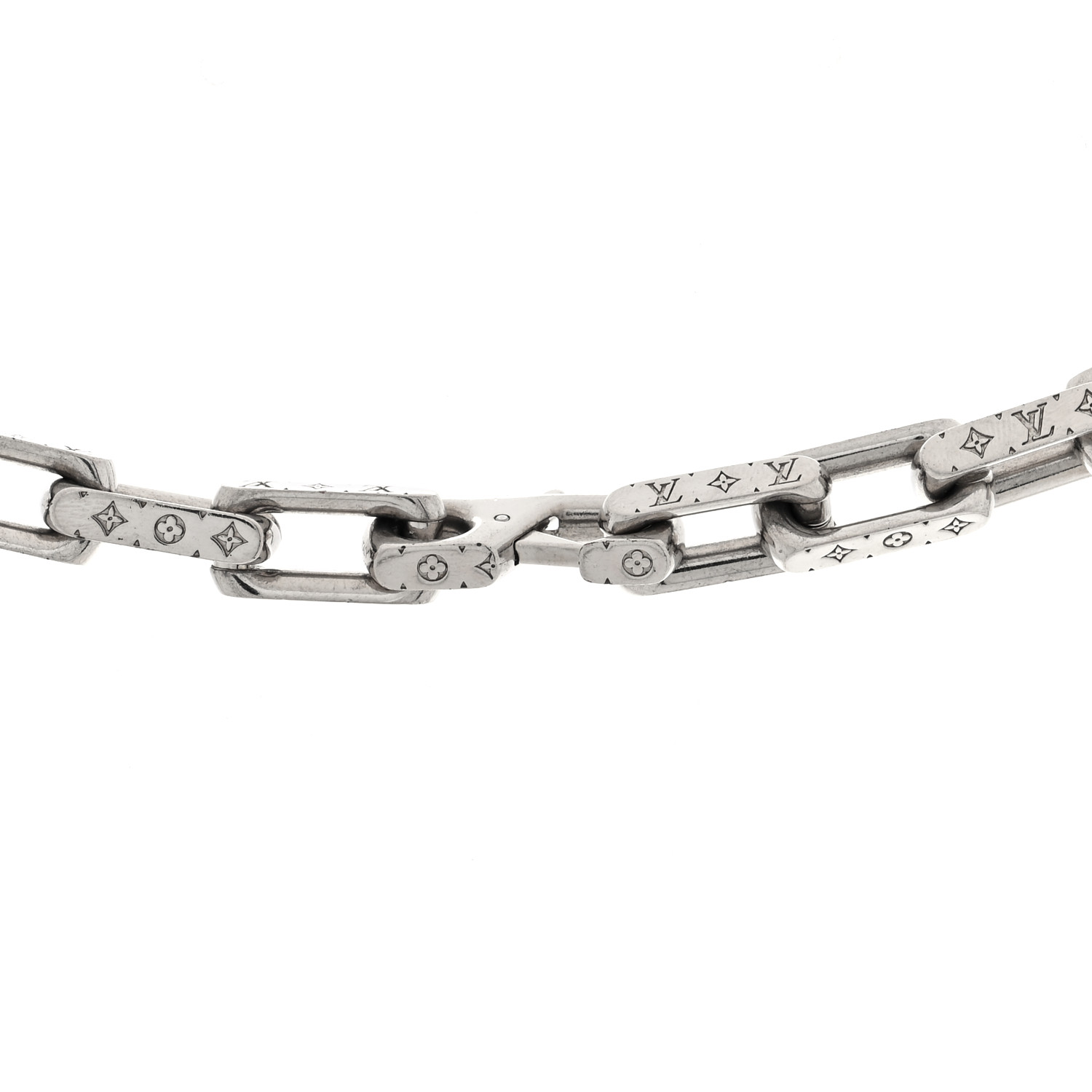 LOUIS VUITTON Monogram Chain Necklace Silver 1691337