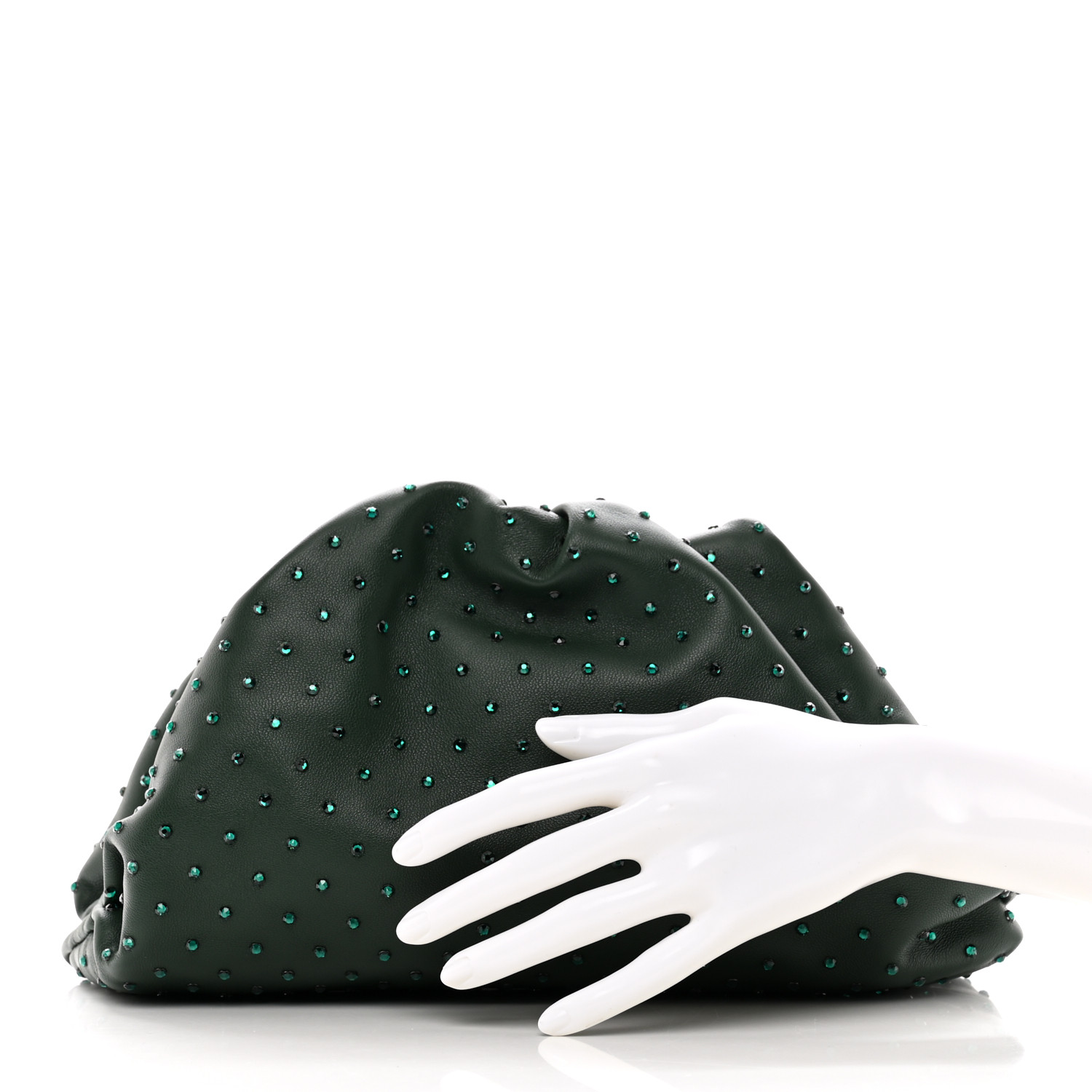 BOTTEGA VENETA Nappa Crystal Embellished Teen Pouch Raintree