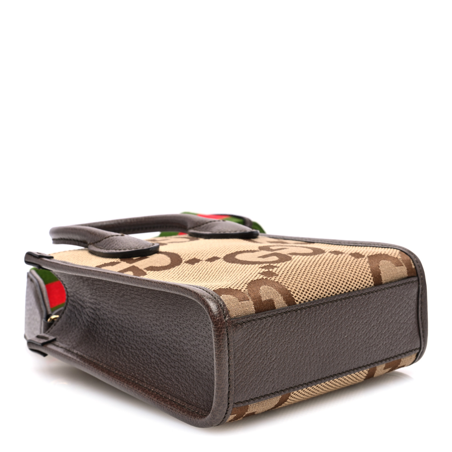 GUCCI Monogram Jumbo GG Textured Dollar Calfskin Web Mini