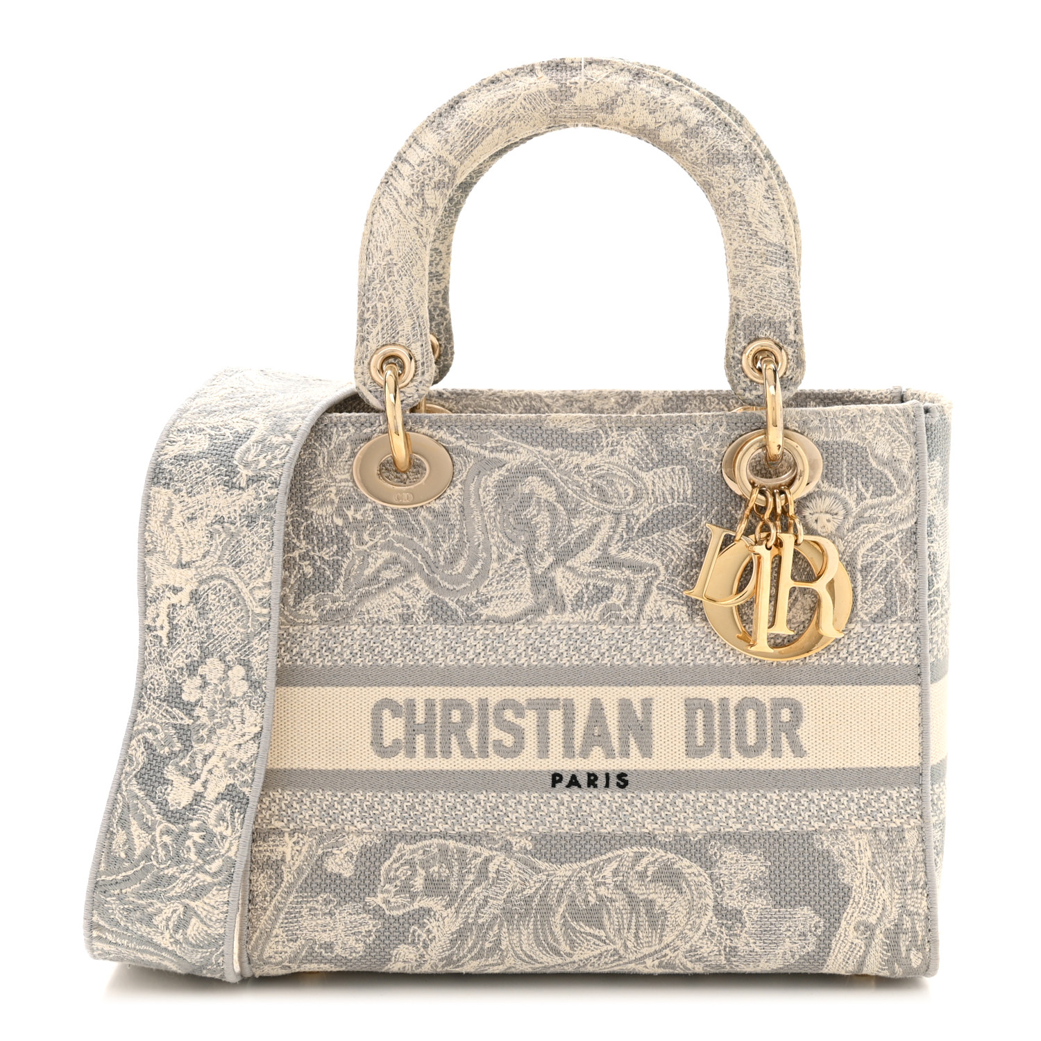 完売必至!Toile de Jouy Reverse LADY D-LITE MEDIUM BAG CHRISTIAN DIOR Canvas Toile De Jouy Reverse Embroidered