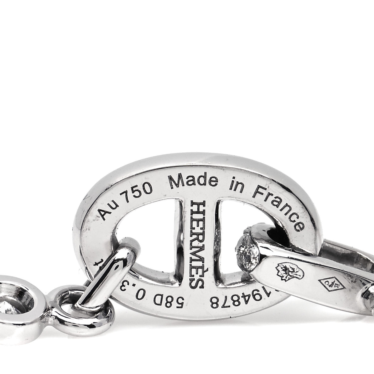 【極美品・48size】HERMES pm Enchainee HERMES 18K White Gold Diamond PM Chaine D'Ancre Enchainee