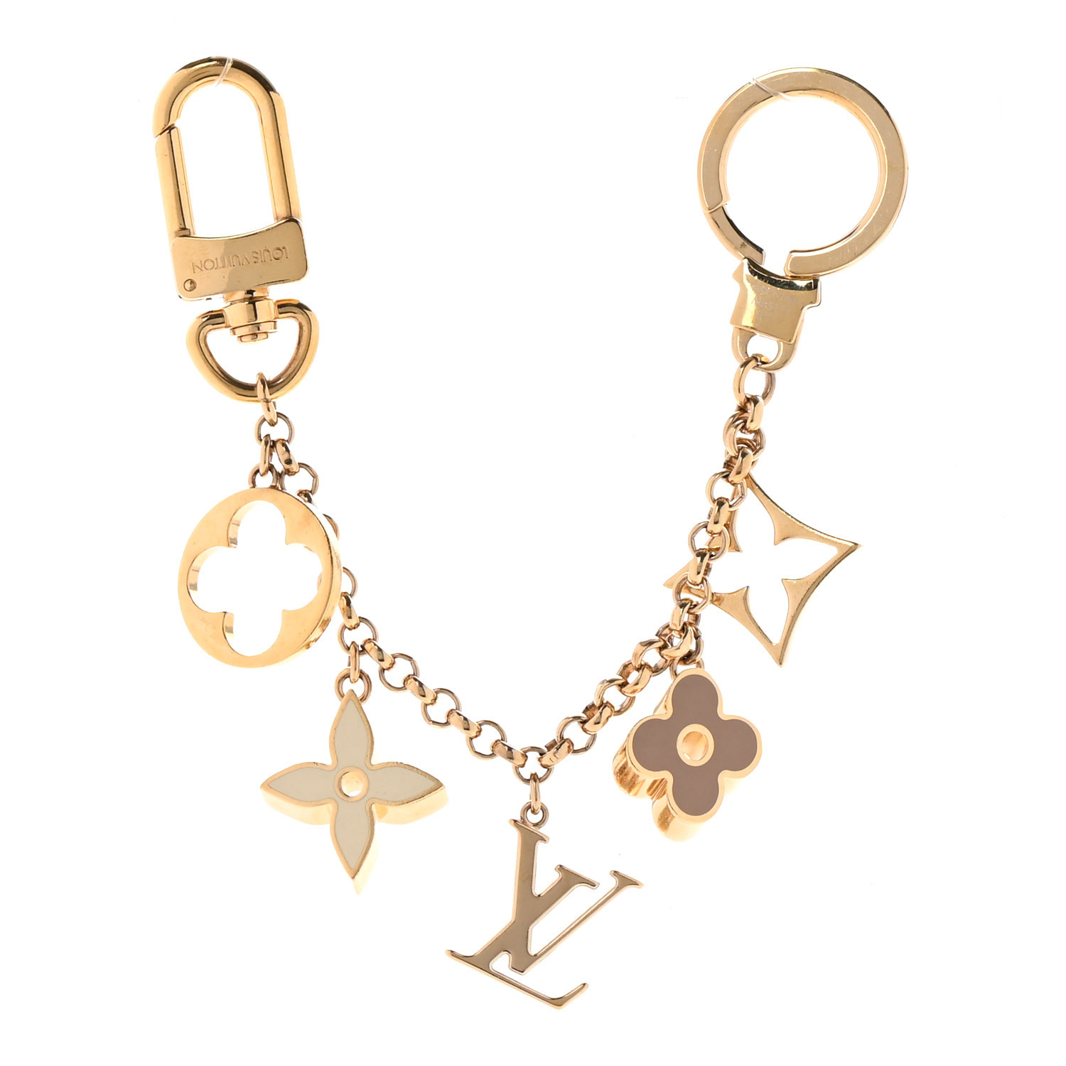 LOUIS VUITTON ゴールドチャーム LOUIS VUITTON Brass Enamel Fleur De Monogram Bag Charm Chain