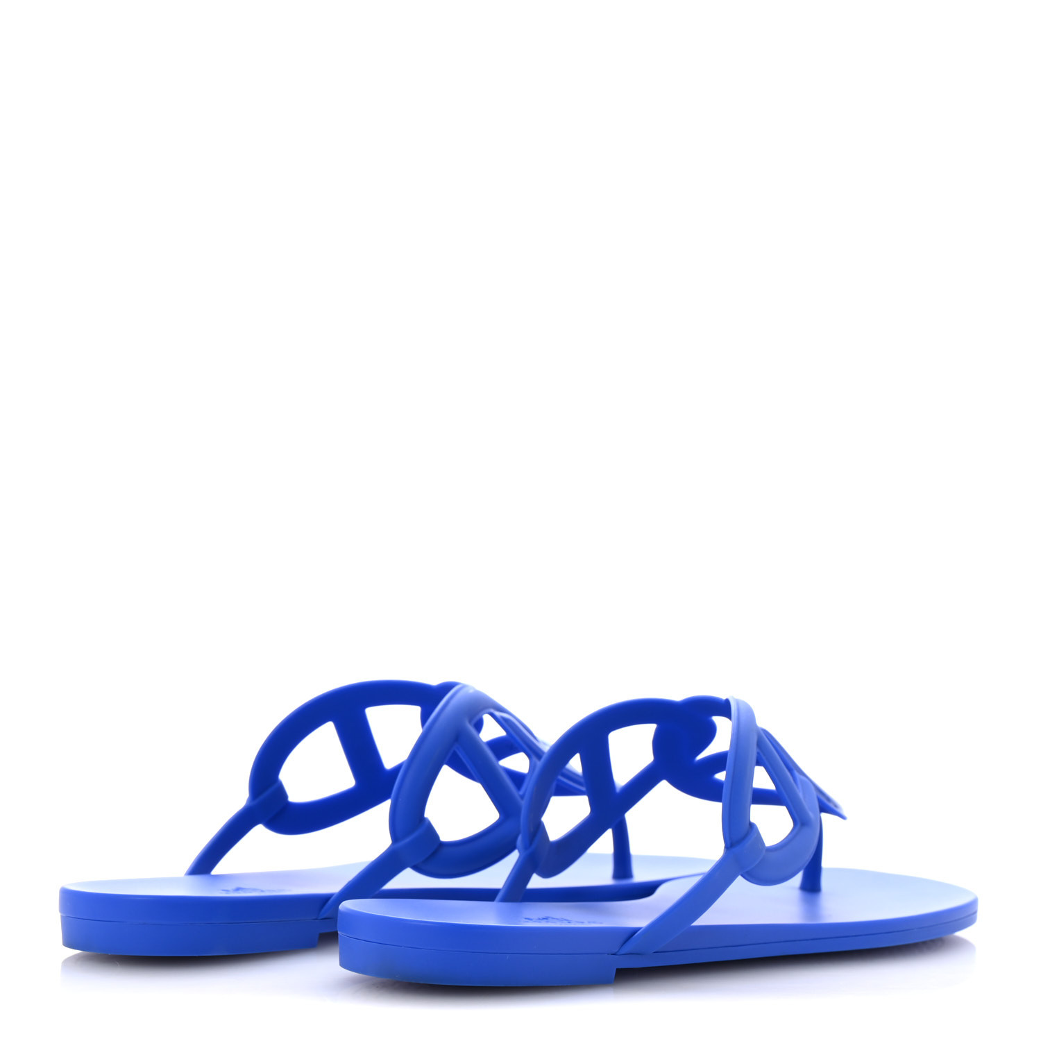 HERMES Rubber Womens Egerie Sandals 41 Bleu Outremer 1670716