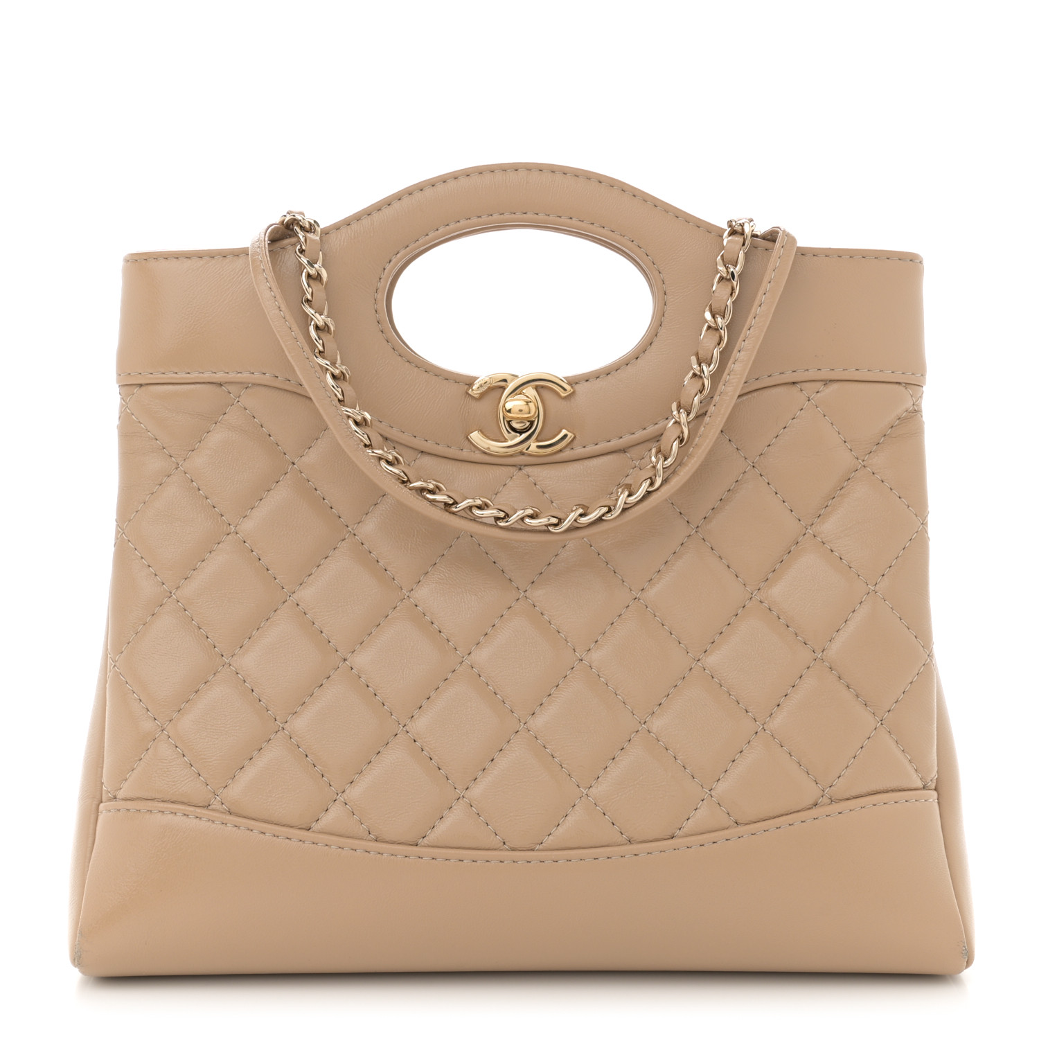CHANEL Shiny Crumpled Calfskin Quilted Mini 31 Shopping Bag