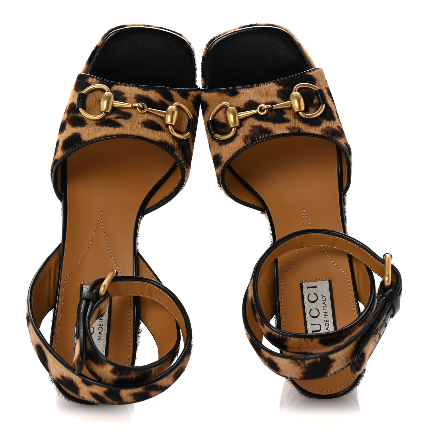 GUCCI Calf Hair Leopard Print Horsebit 25/60mm Platform