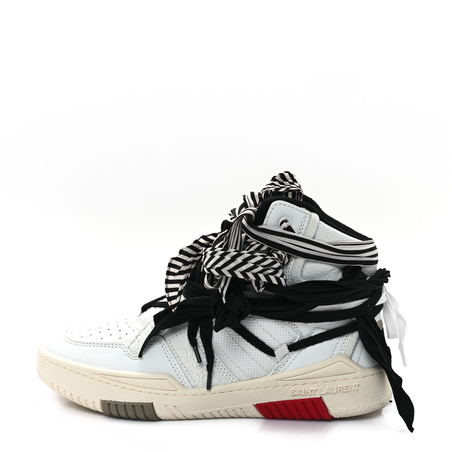 SAINT LAURENT Calfskin Smith High Top Sneakers 40 White