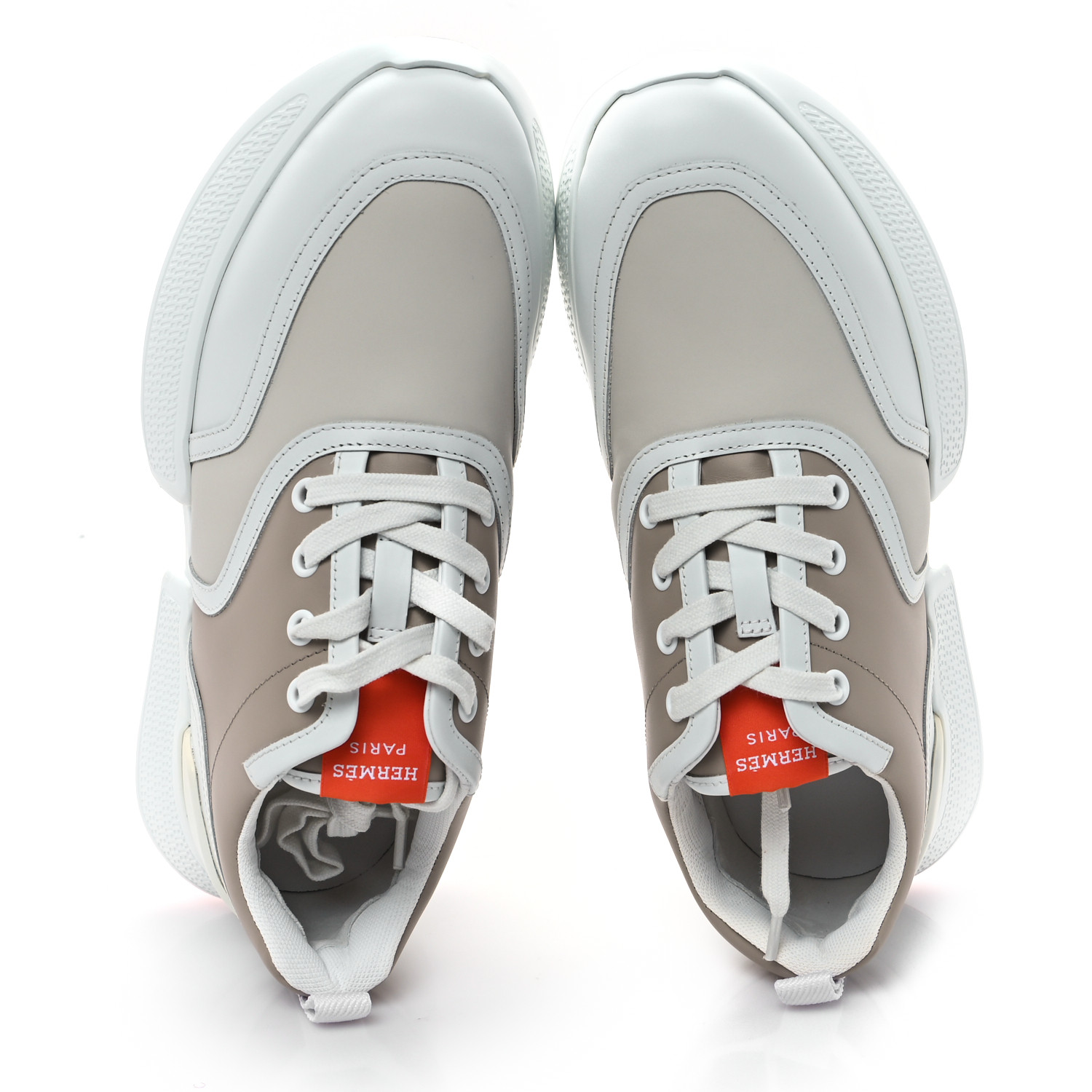 美品 エルメス ギガ スニーカー ホワイト 38.5 HERMES GIGA HERMES Calfskin Womens Giga Sneakers 38 Multicolor White