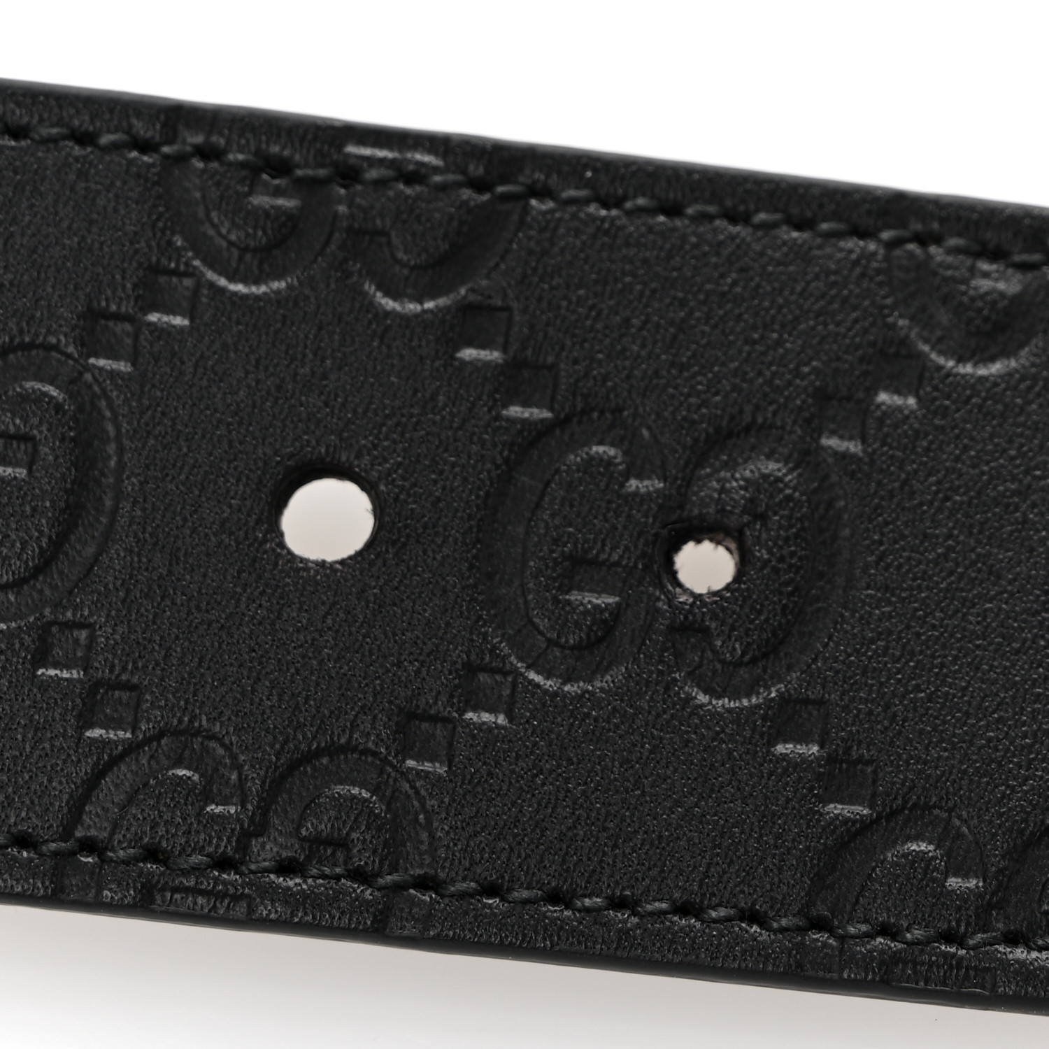 GUCCI ブラックレザー ベルト 95/38 GUCCI Guccissima Signature Interlocking G Reversible 37mm