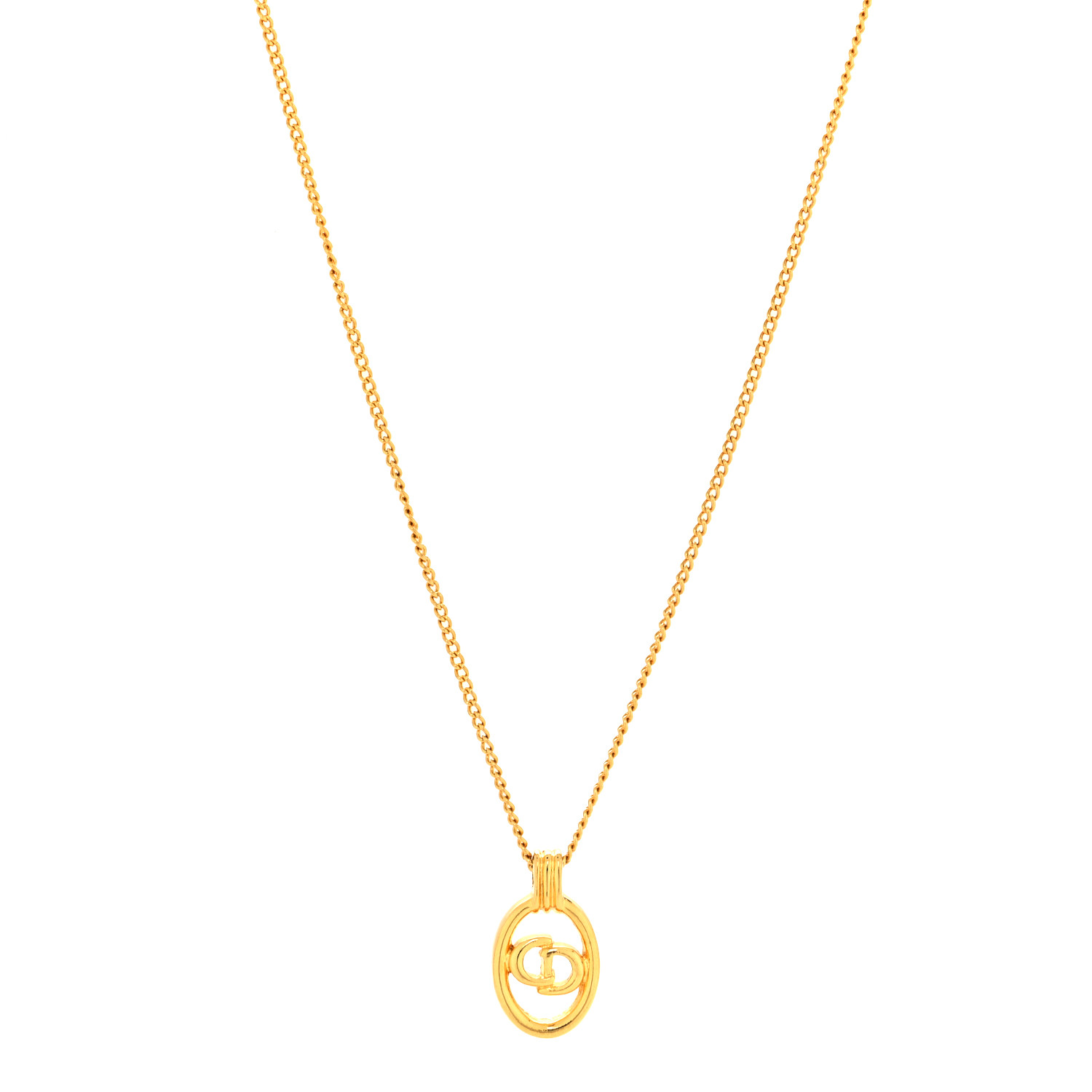 Christian Dior CD Logo gold necklace ② Christian Dior CD logo Necklace Pendant metal Rhinestone